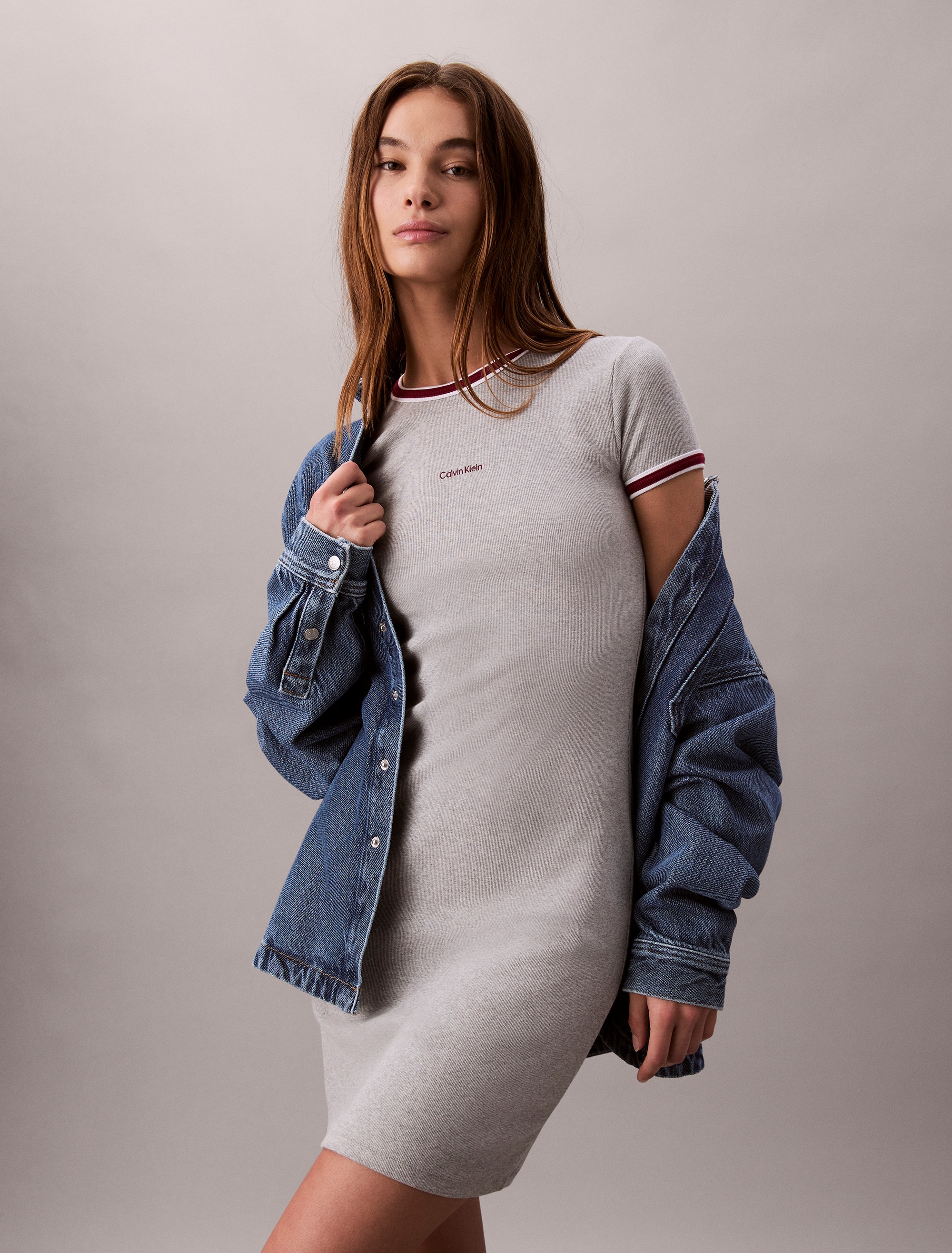 Calvin Klein Jeans Skaterkleid »SS COLOR BLOCK COTTON RIB BABY T«, Mit Rundhalsausschnitt, regular fit