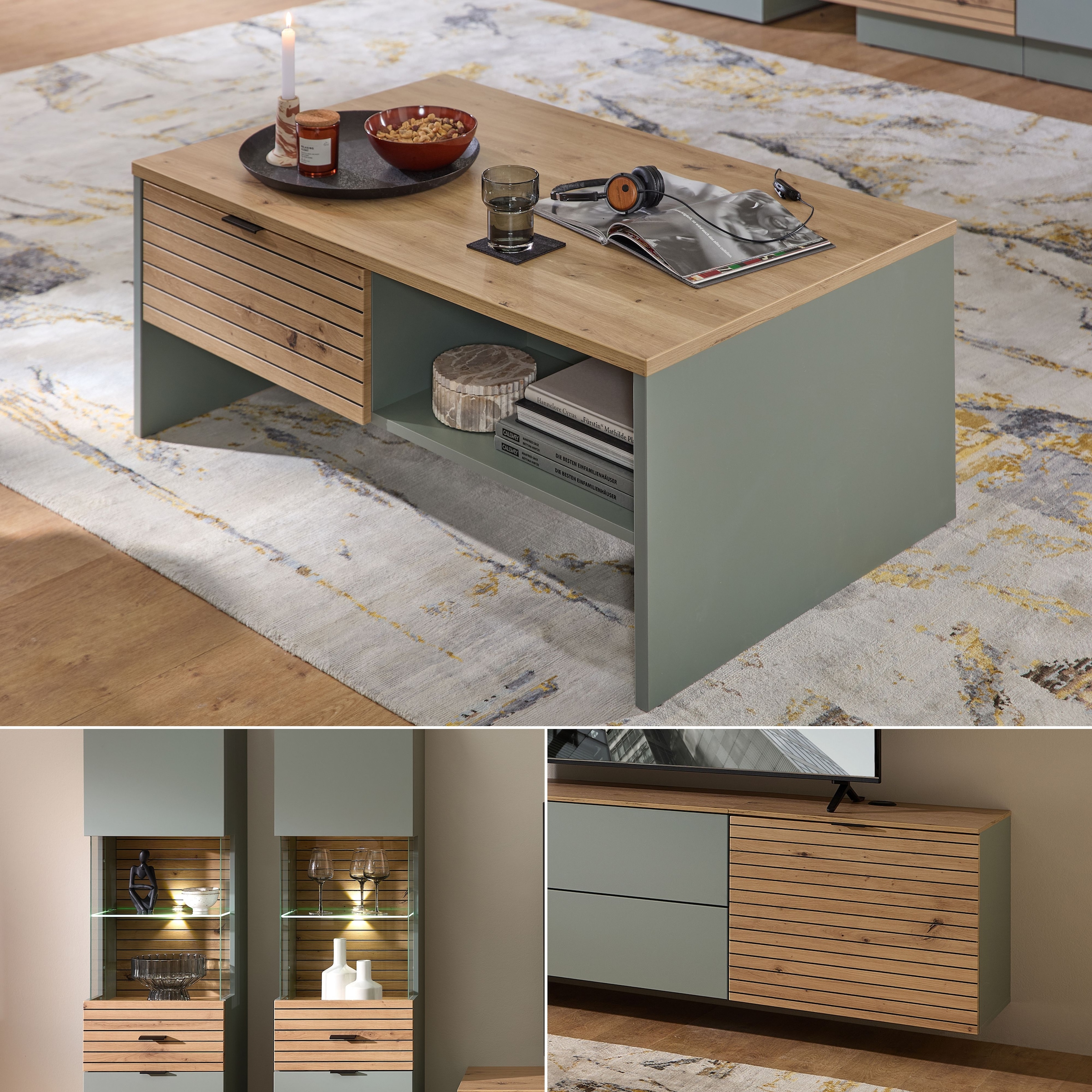 Innostyle Wohnwand »Ina Wohnwand,  340x185x44 cm (B/H/T)« 7 Stk. tlg.