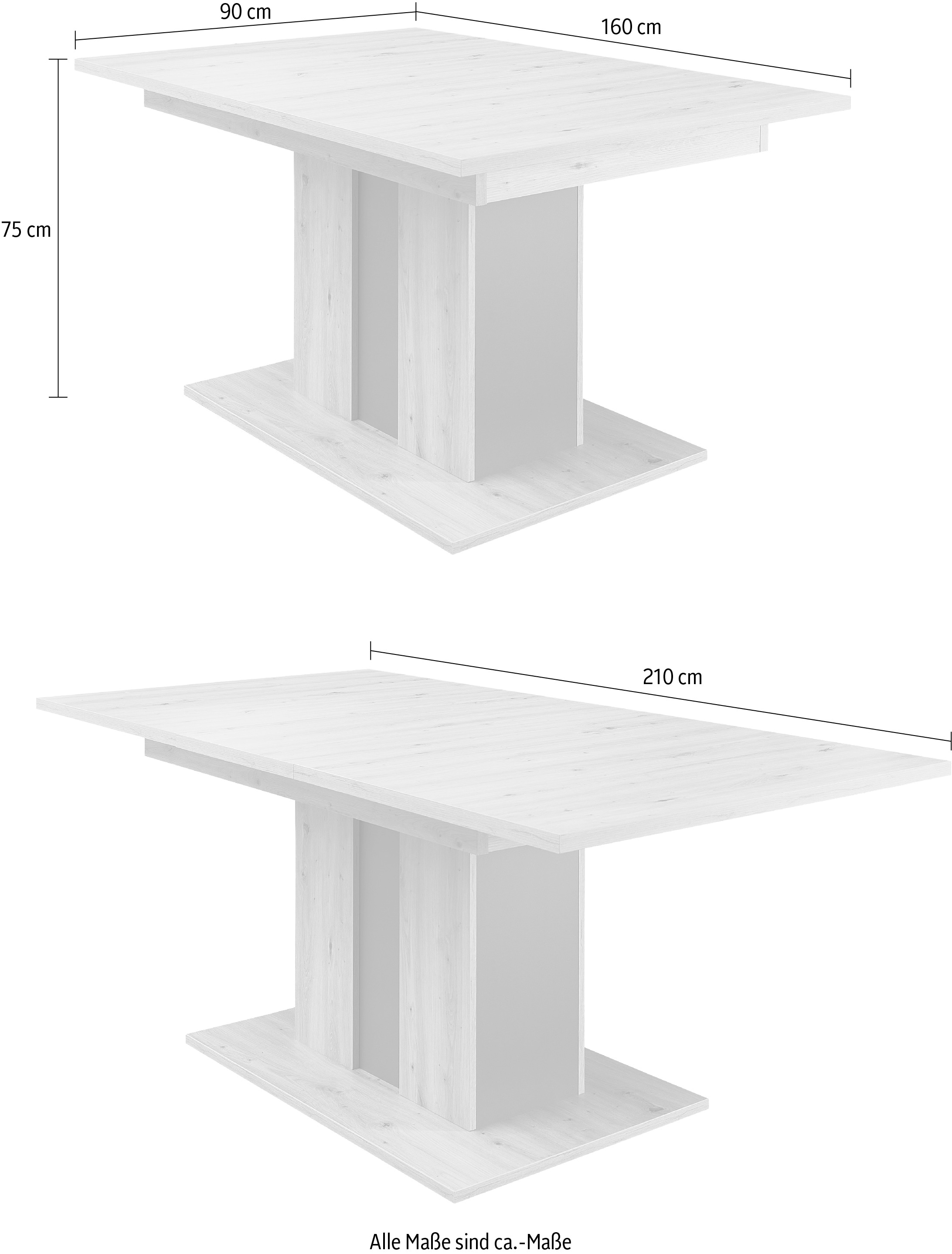 Innostyle Esstisch »Memphis Esstisch,160-210x75x90cm (B/H/T)« 1 Stk. tlg. mit Auszieh-Funktion