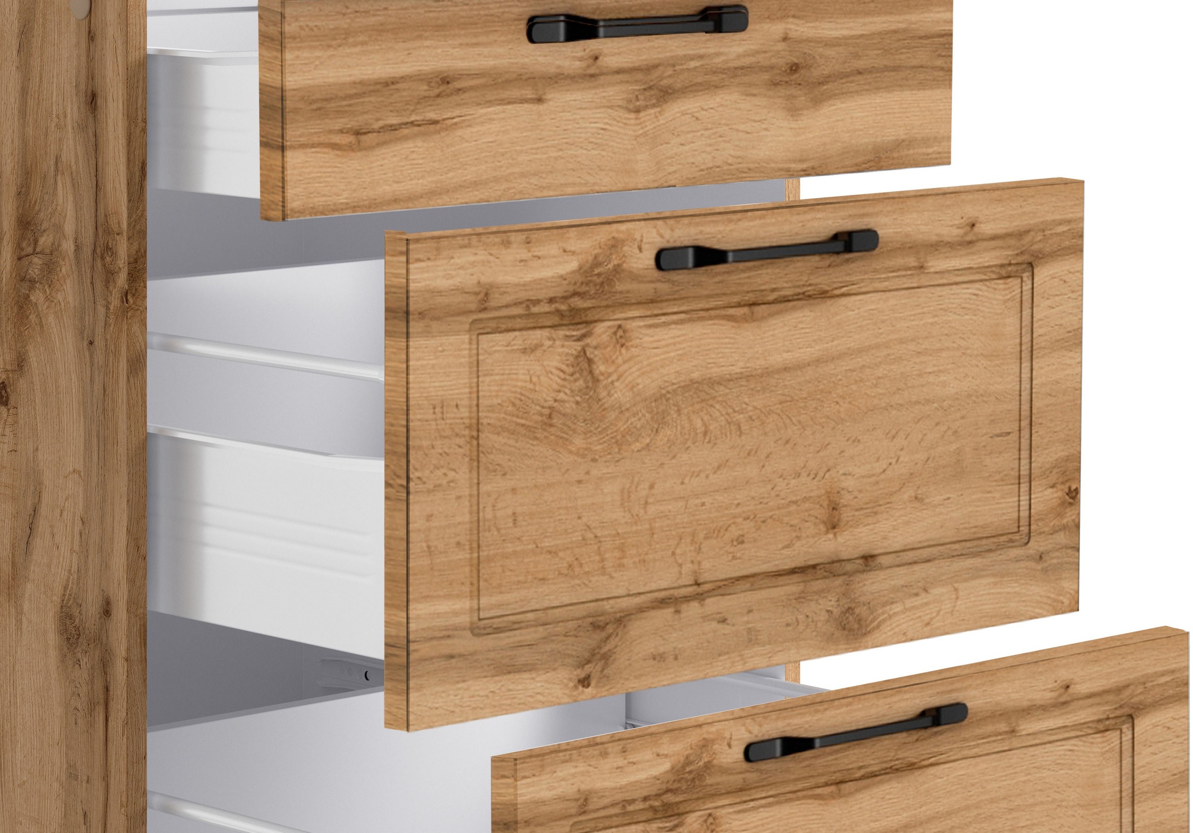 KOCHSTATION Küchenzeile »KS-Lani, mit MDF-Fronten«, Breite 300 cm, wahlweise mit E-Geräten, Höhen-Ausgleichsfüße 0-4 cm