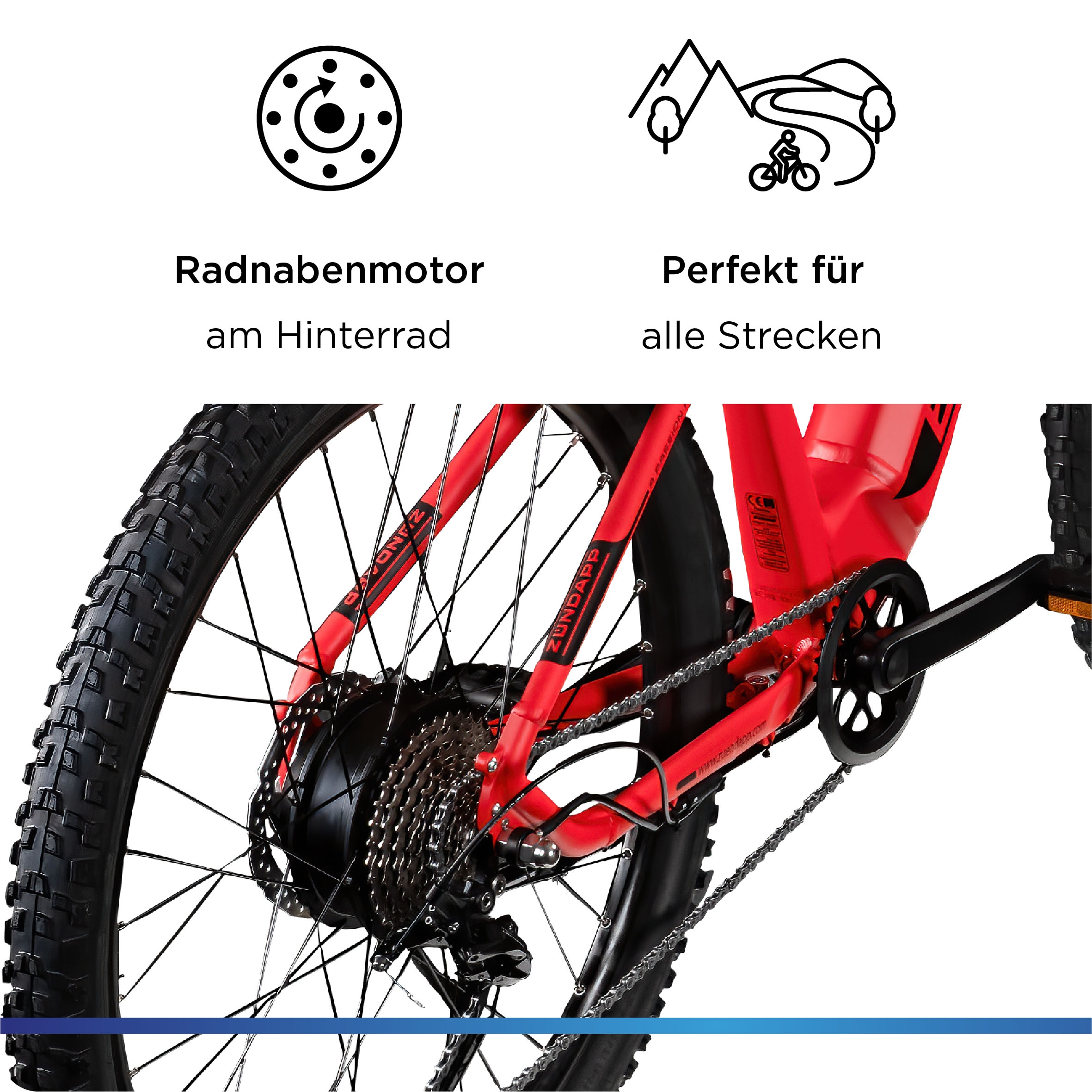 Zündapp E-Bike »Z898«, 10 Gang, Heckmotor 250 W, E-Bike E Mountainbike 27,5 Zoll Pedelec 170 - 190 cm Hardtail MTB