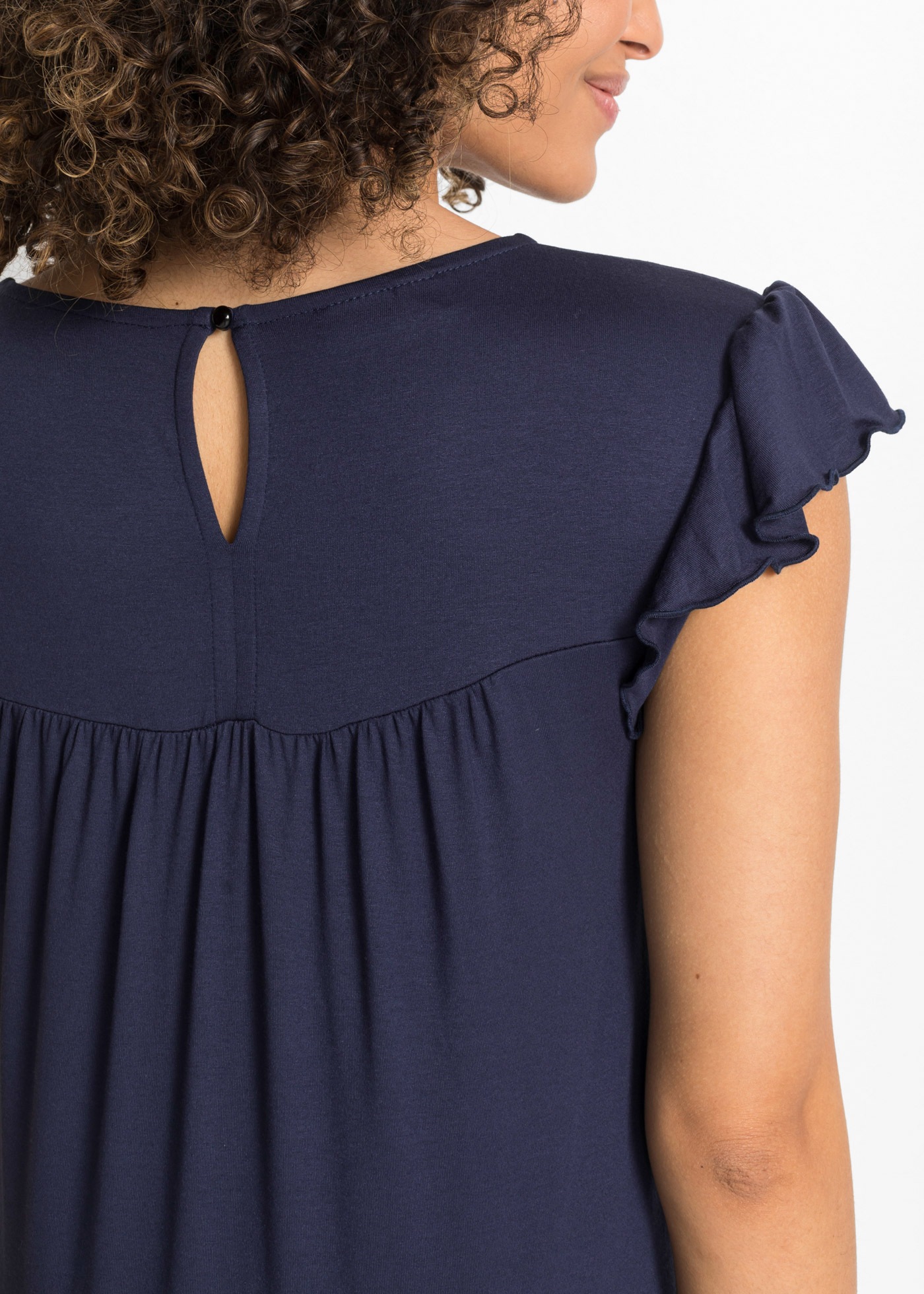 bonprix Midikleid für den Alltag, aus Viskose, A-Linie, mit Knopfverschluss im Nacken