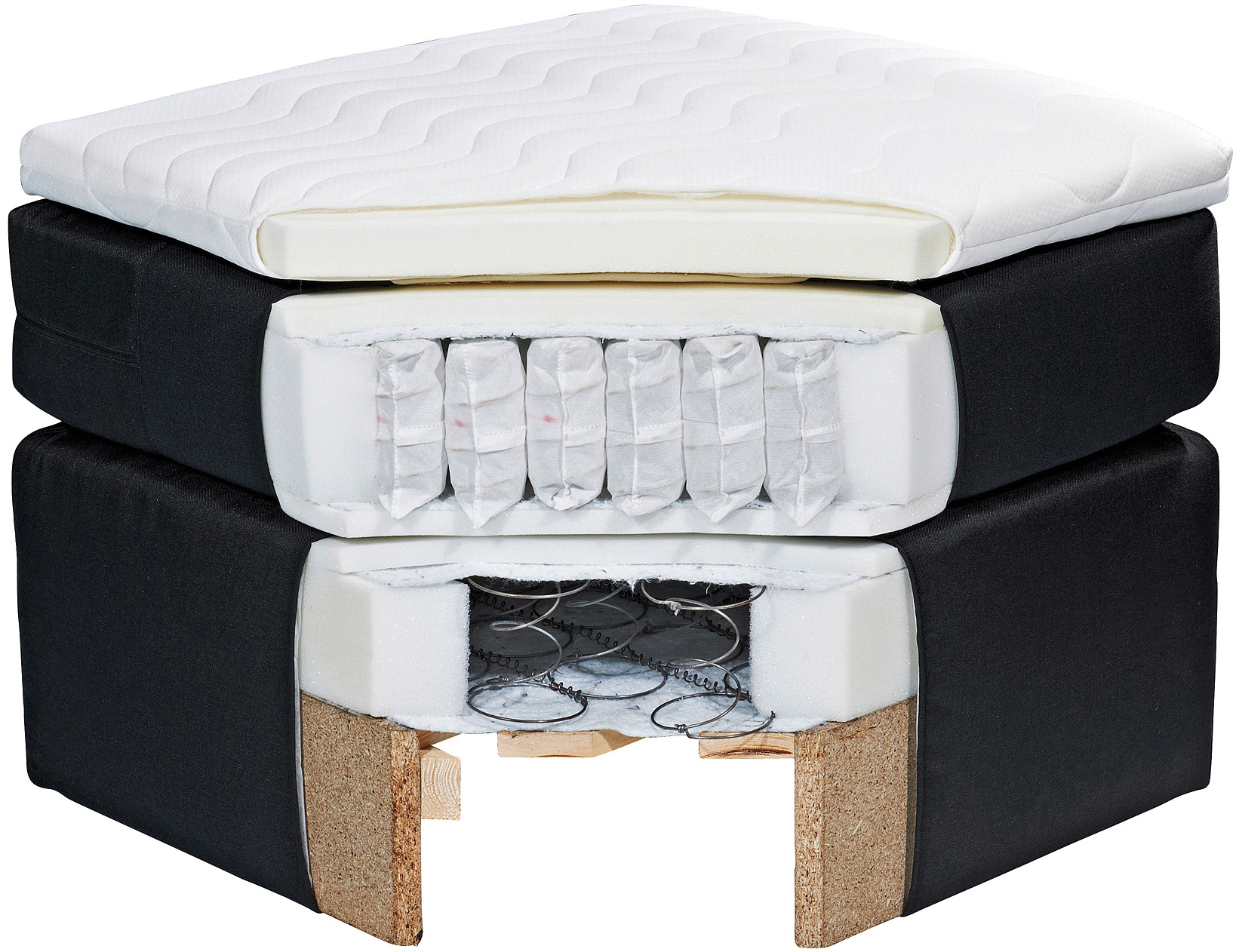 ED EXCITING DESIGN Boxspringbett »Loberie«, mit Strasssteinen im Kopf- und Fußteil, inkl. Bettkasten