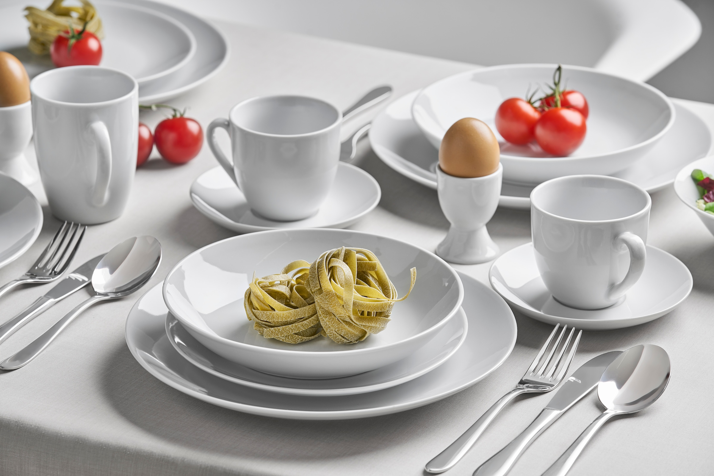 van Well Kombiservice »Geschirr-Set Ronda, 30-teilig« rund, weiß, spülmaschinen- und mikrowellengeeignet