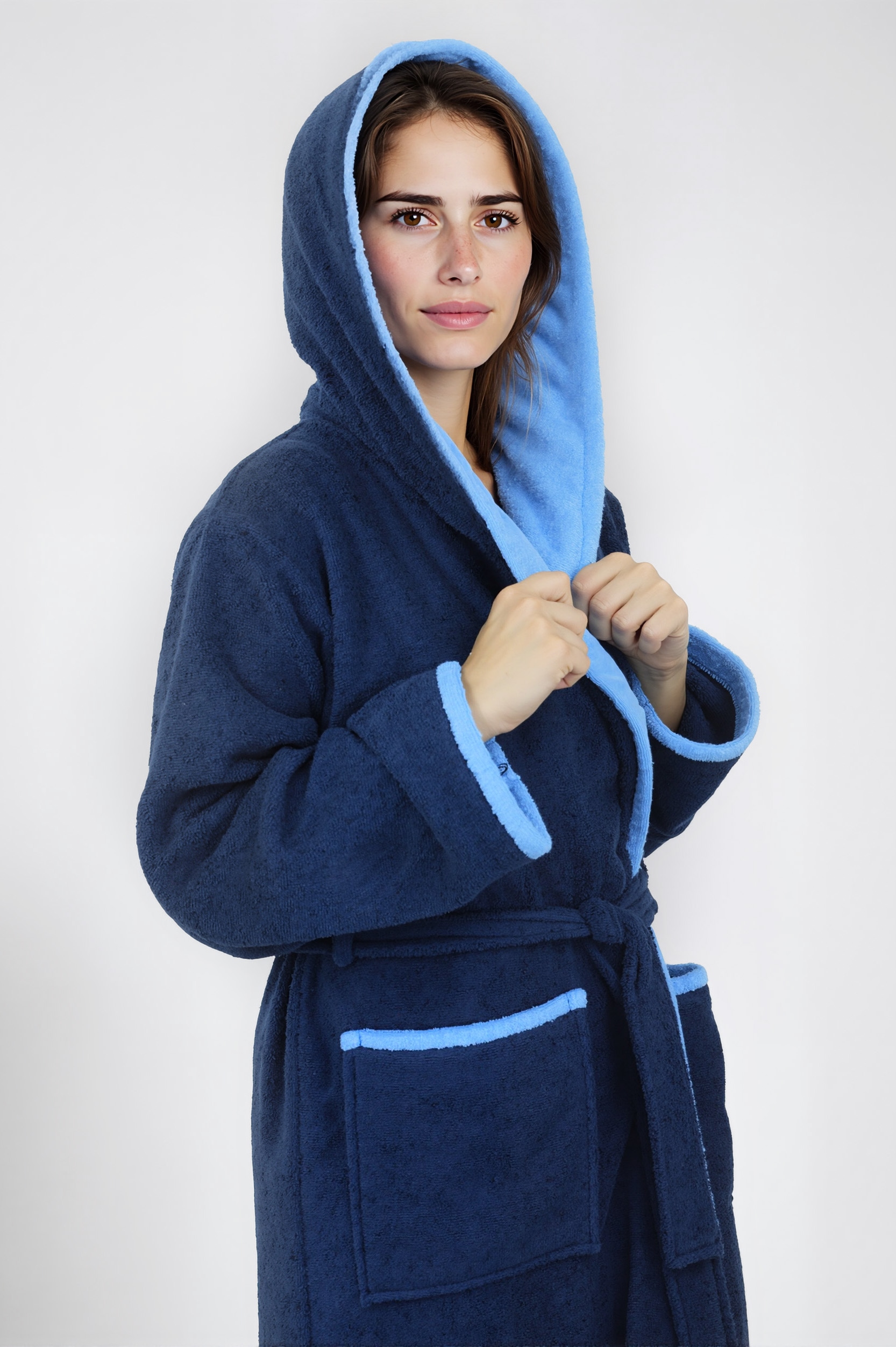 my home Unisex-Bademantel »Condes, ideal für Sauna & Spa, Hotelbademantel, Morgenmantel« 1 Stk. Damen und Herren Bademantel, Doubleface Optik, XS-3XL