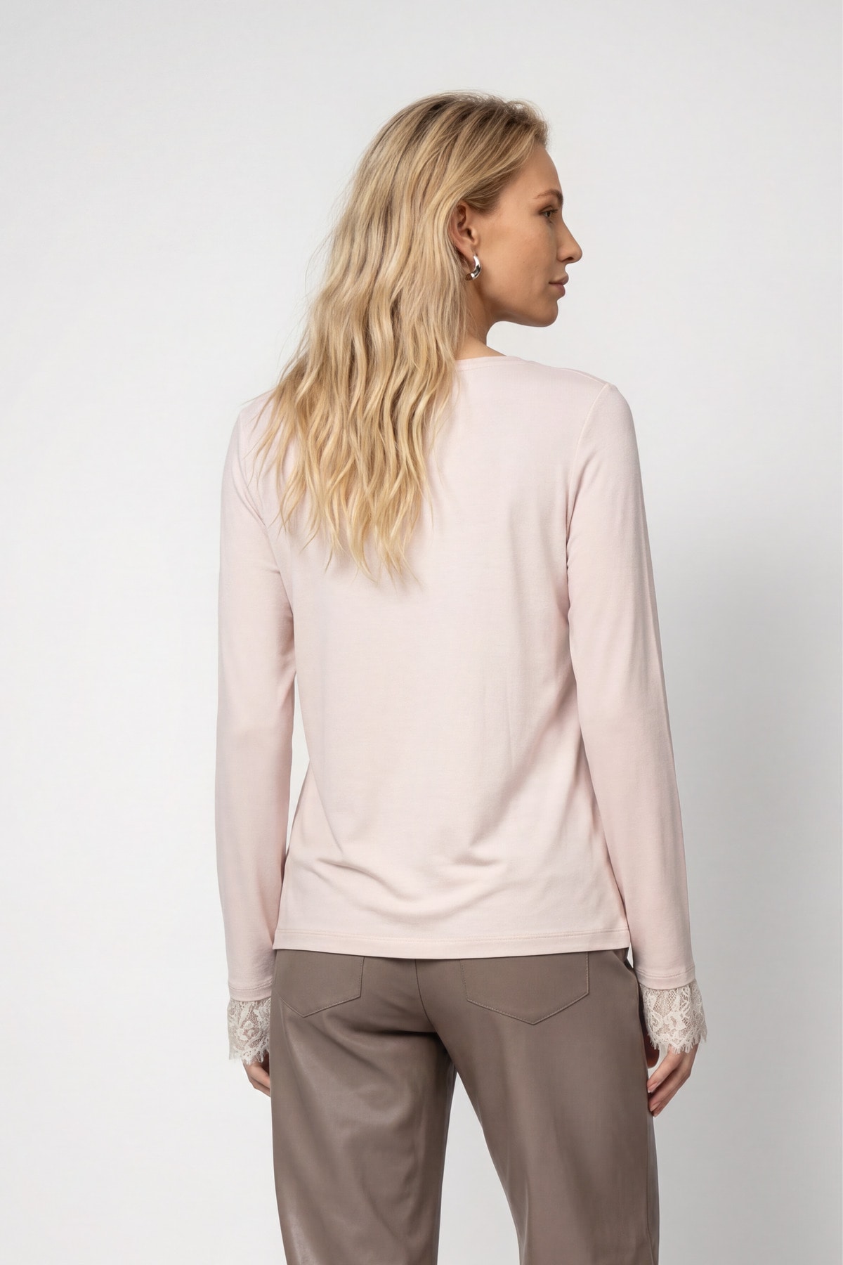 Monari Langarmshirt »Shirt Basic Spitzendetail« Regular fit mit Spitzenborte
