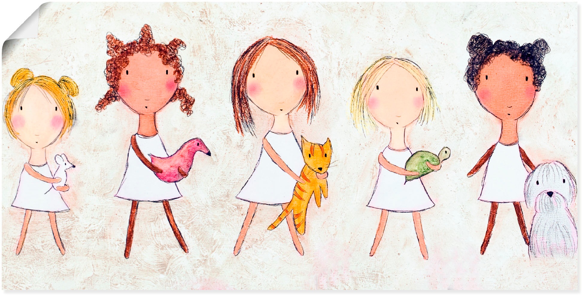 Artland Wandbild »Mädchen mit Wandaufkleber Tieren«, online in versch. Leinwandbild, OTTO St.), bei als Größen (1 Alubild, Kinder, oder Poster