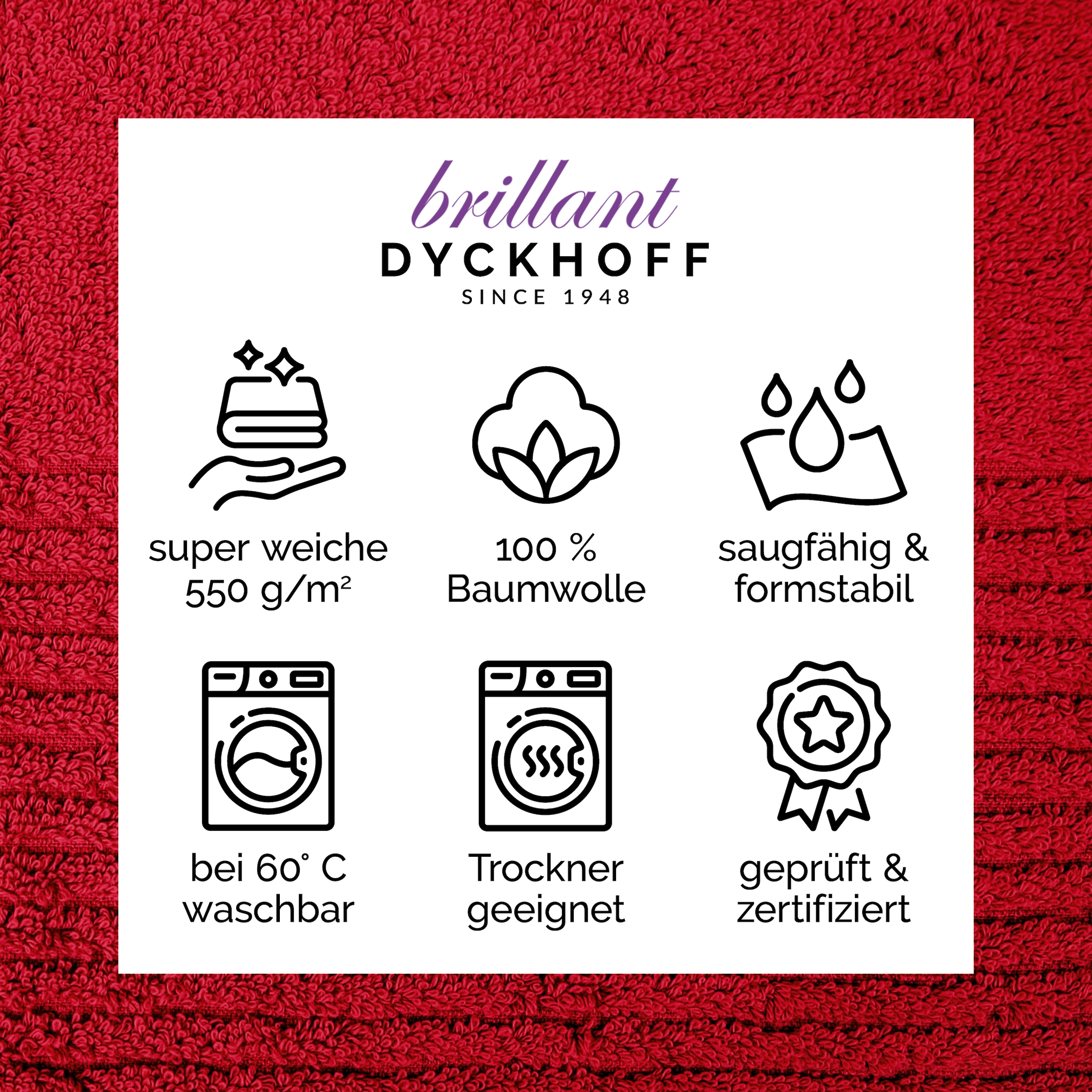 Dyckhoff Waschhandschuh »Waschhandschuh-Set BRILLANT 6-tlg., Baumwolle, 550 g/m²« Baumwolle