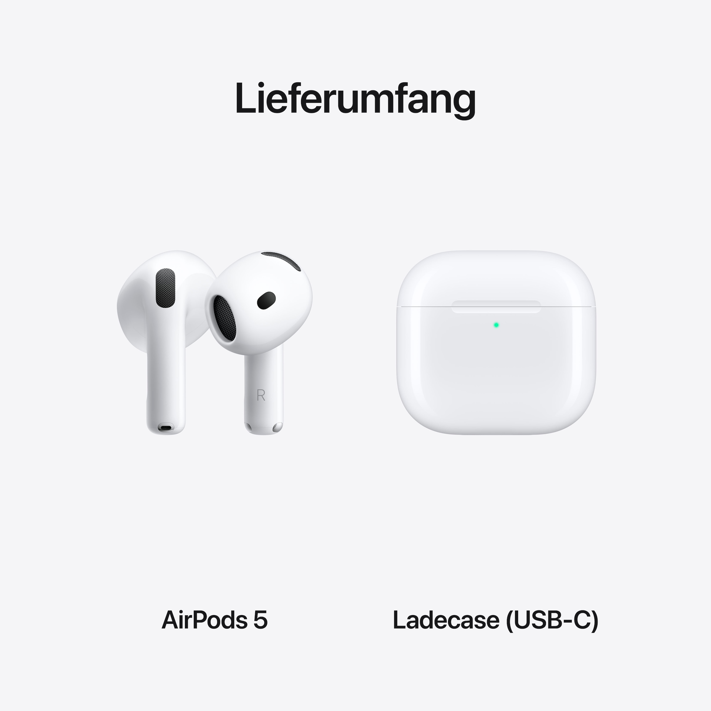 Apple wireless In-Ear-Kopfhörer »AirPods 5« Bluetooth Active Noise Cancelling (ANC) | Freisprechfunktion | Transparenzmodus | True Wireless | integrierte Steuerung für Anrufe und Musik