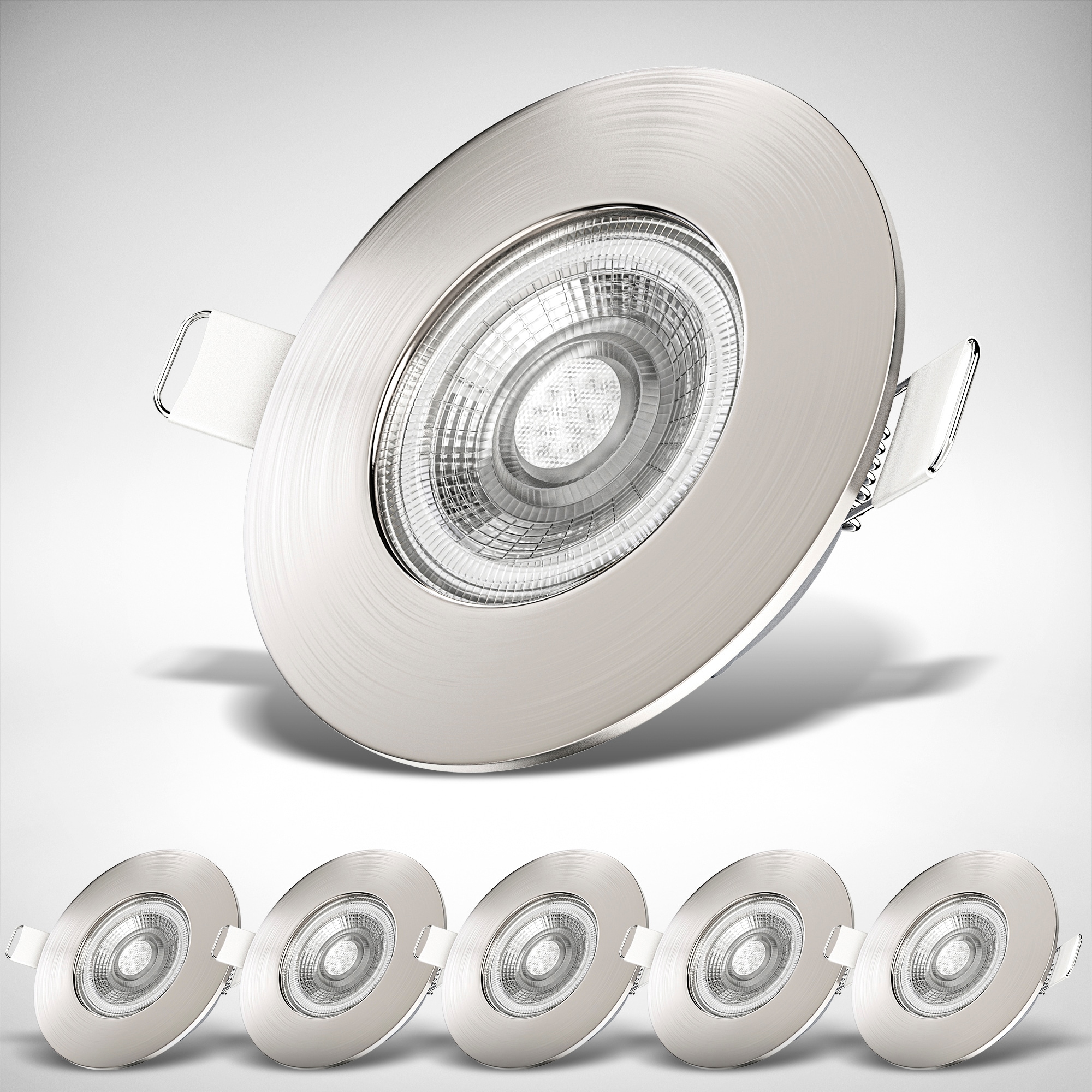 B.K.Licht ultraflache LED Einbauleuchte, 6er-Set, 6 x LED-Modul 4,9 Watt, 480lm, 3.000K, nicht dimmbar, Schutzart IP44