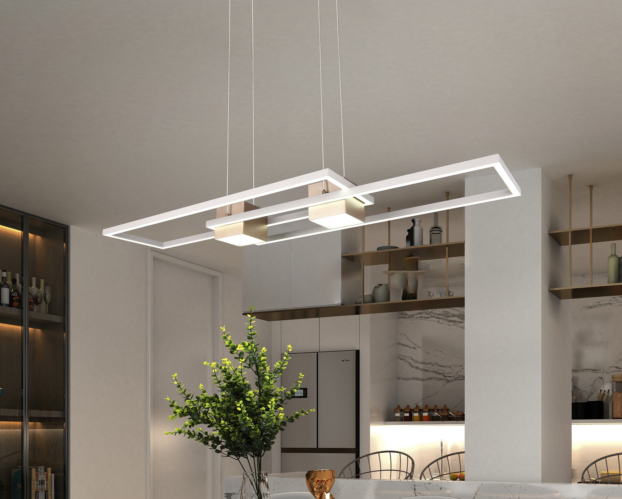 TRIO Leuchten LED Pendelleuchte »ALBANY, LED Hängelampe Wohnzimmer mit Fernbedienung, dimmbar, CCT« LED-Board 1 Stk. warmweiß - kaltweiß Lichtfarbe einstellbar, Memoryfunktion, Nachtlicht, up-and-down Licht