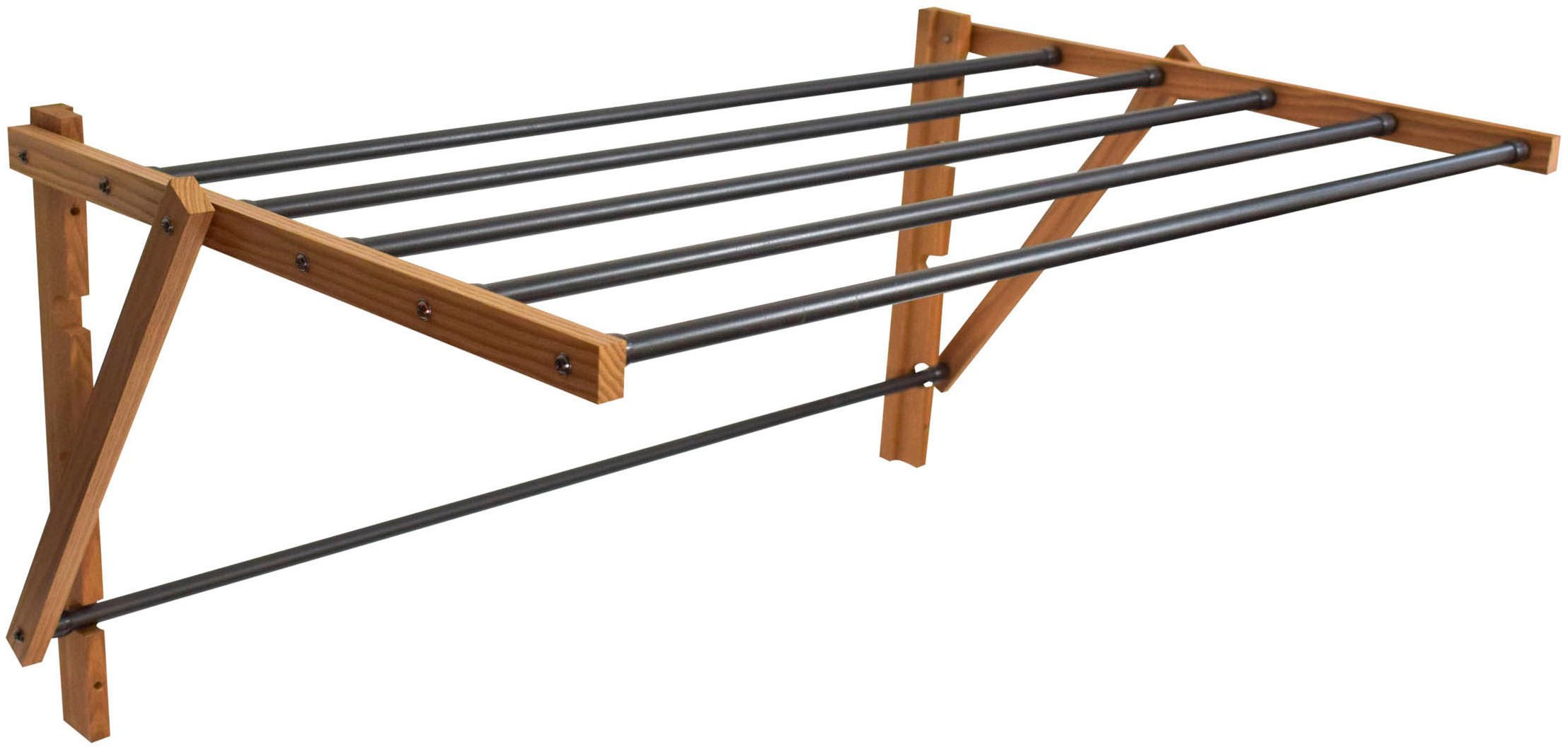 Bischof Wandwäschetrockner »Kraftpaket« Eschenholz/Metall, 4 m Trockenlänge, 5 kg. Belastbarkeit in braun