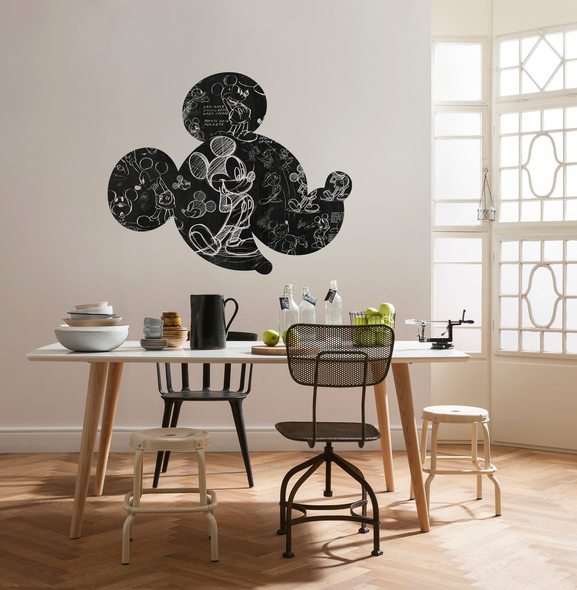 Komar Vliestapete »Mickey Head Illustration«, 125x125 cm (Breite x Höhe), rund und selbstklebend