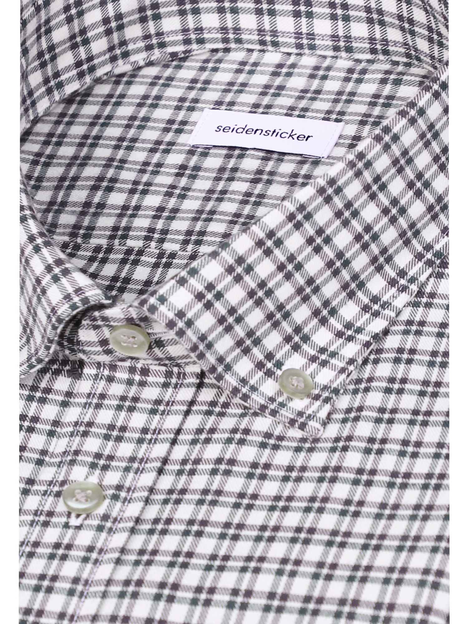 seidensticker Flanellhemd »Schwarze Rose« Comfort 1/1 Button-Down-Kragen Karo