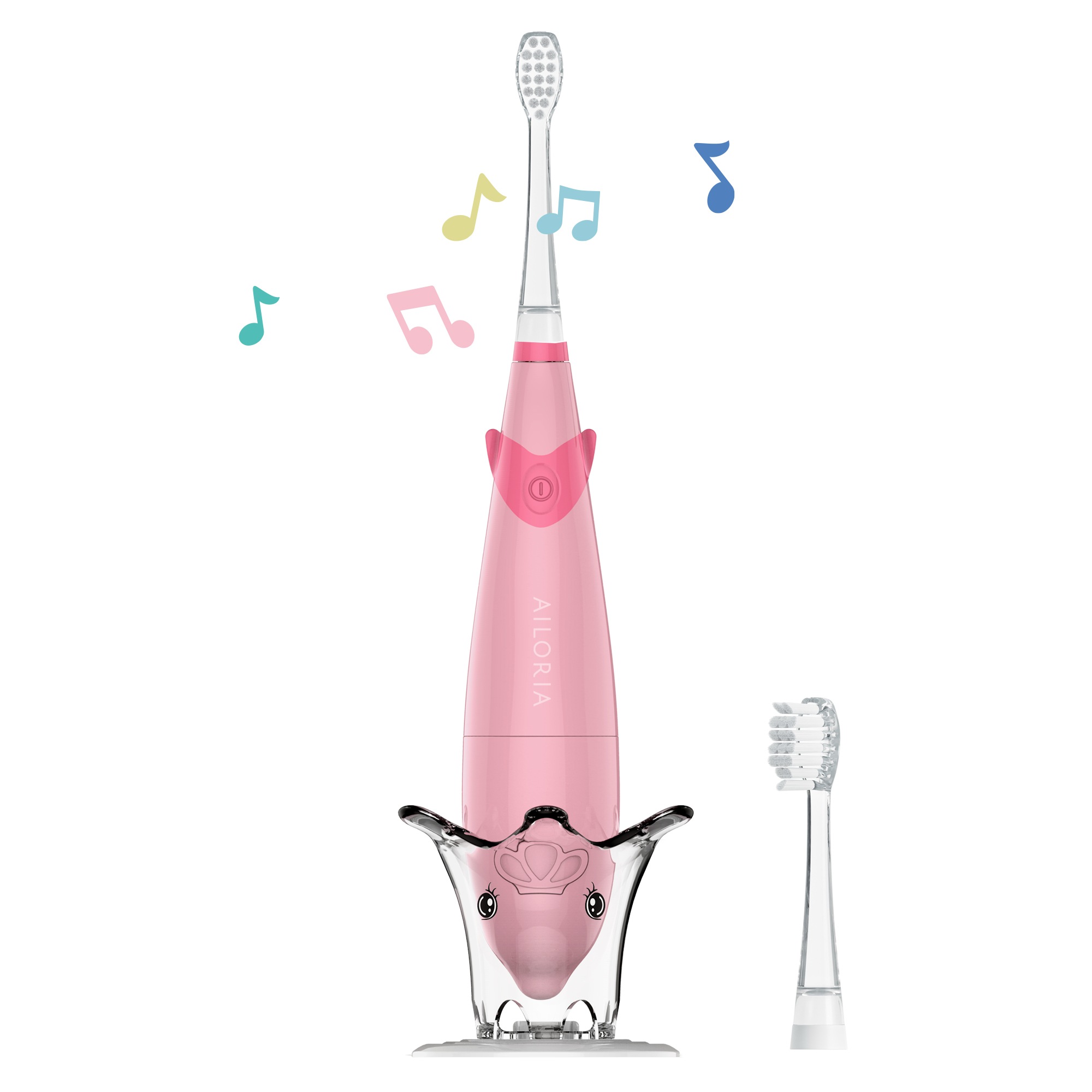 AILORIA Schallzahnbürste »BUBBLE BRUSH«, 2 St. Aufsteckbürsten, Elektrische Kinderschallzahnbürste pink