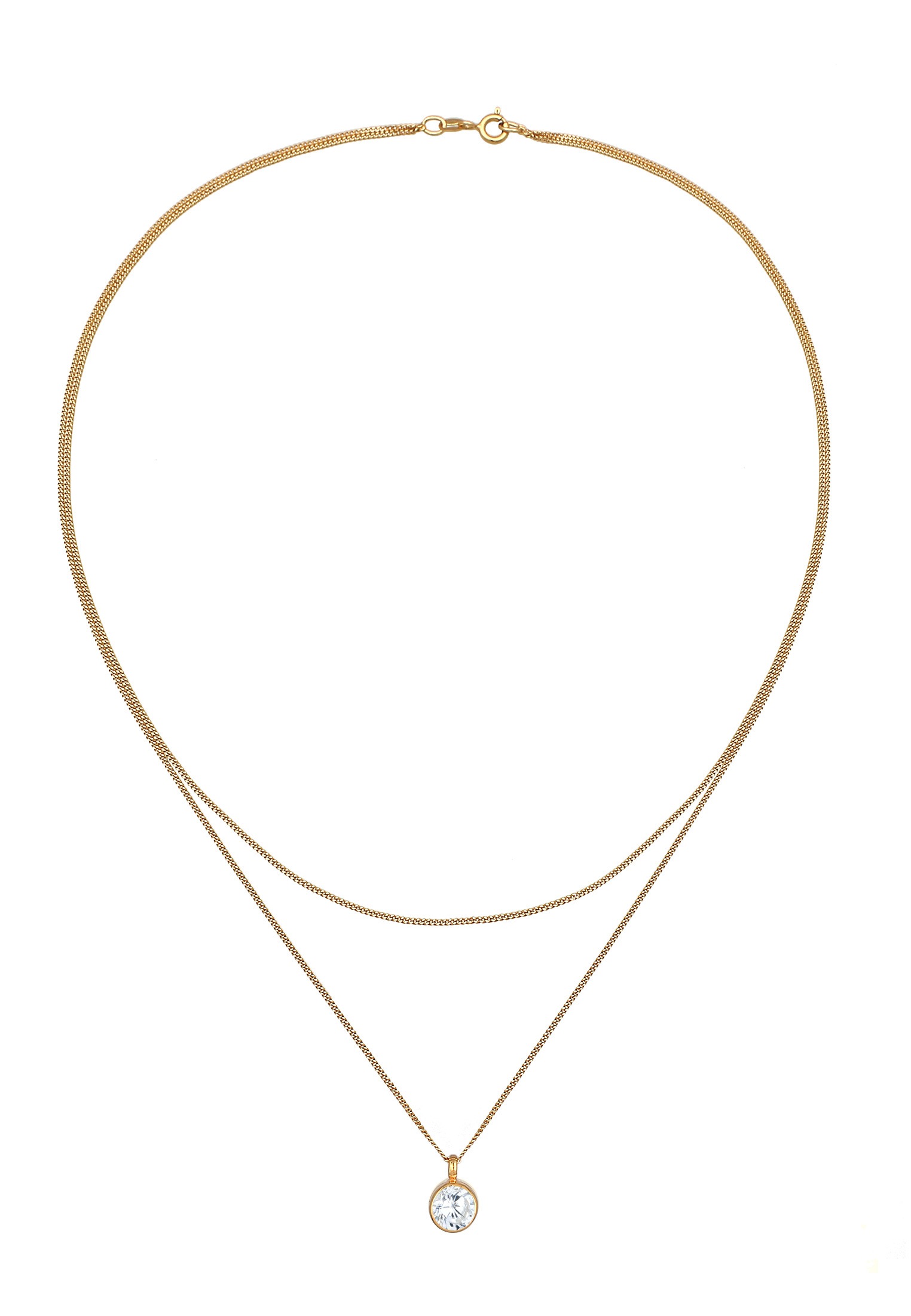 Elli Silberkette »Halskette 2-lagig Layer Zirkonia Solitär 925 Silber«