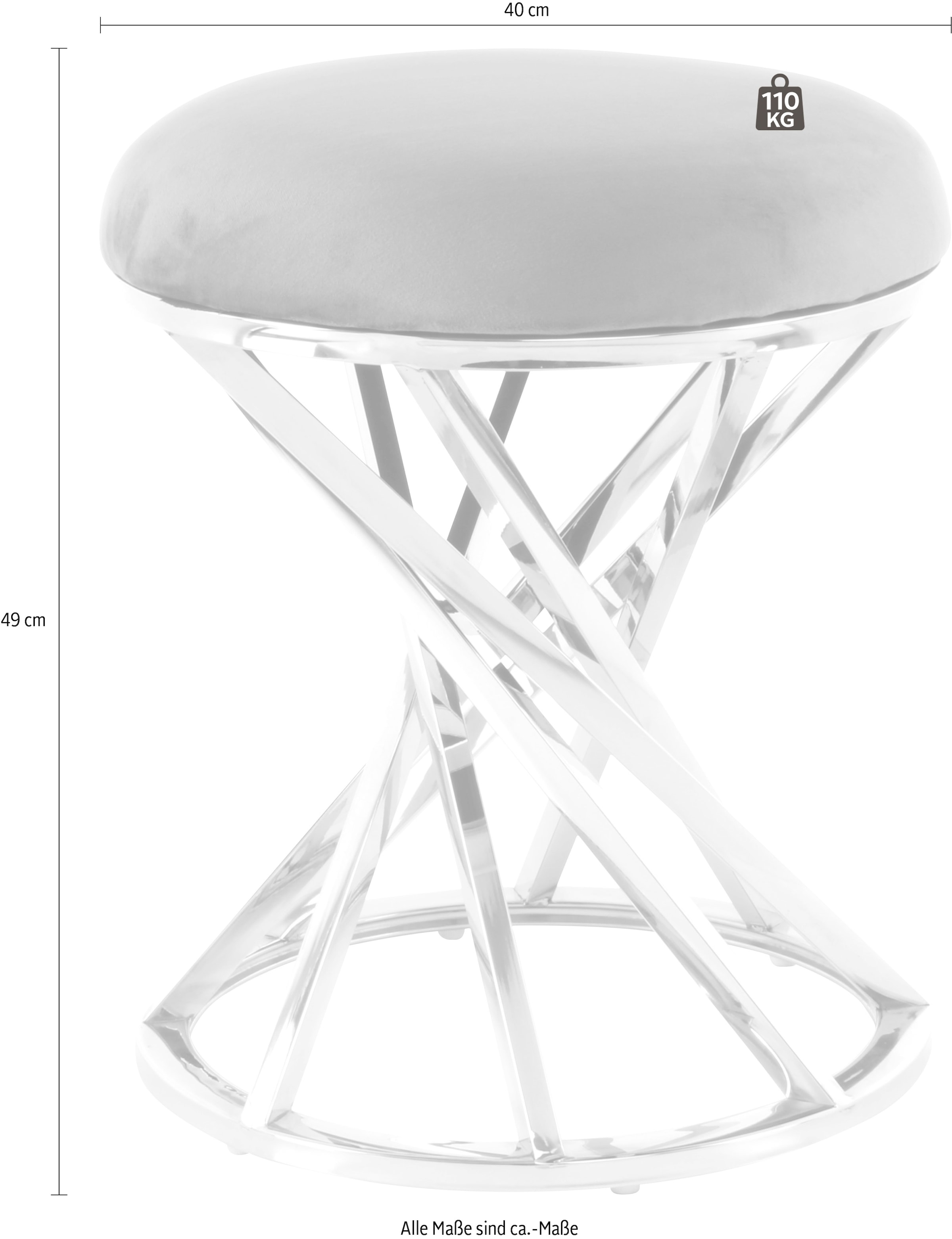 Kayoom Sitzhocker »Hocker Wesley 325,Sitzpouf in elegantem Design, Gestell aus Metall«, (1 St.), glamourös, hochwertig, mit weichem Sitzkissen und Stoffbezug