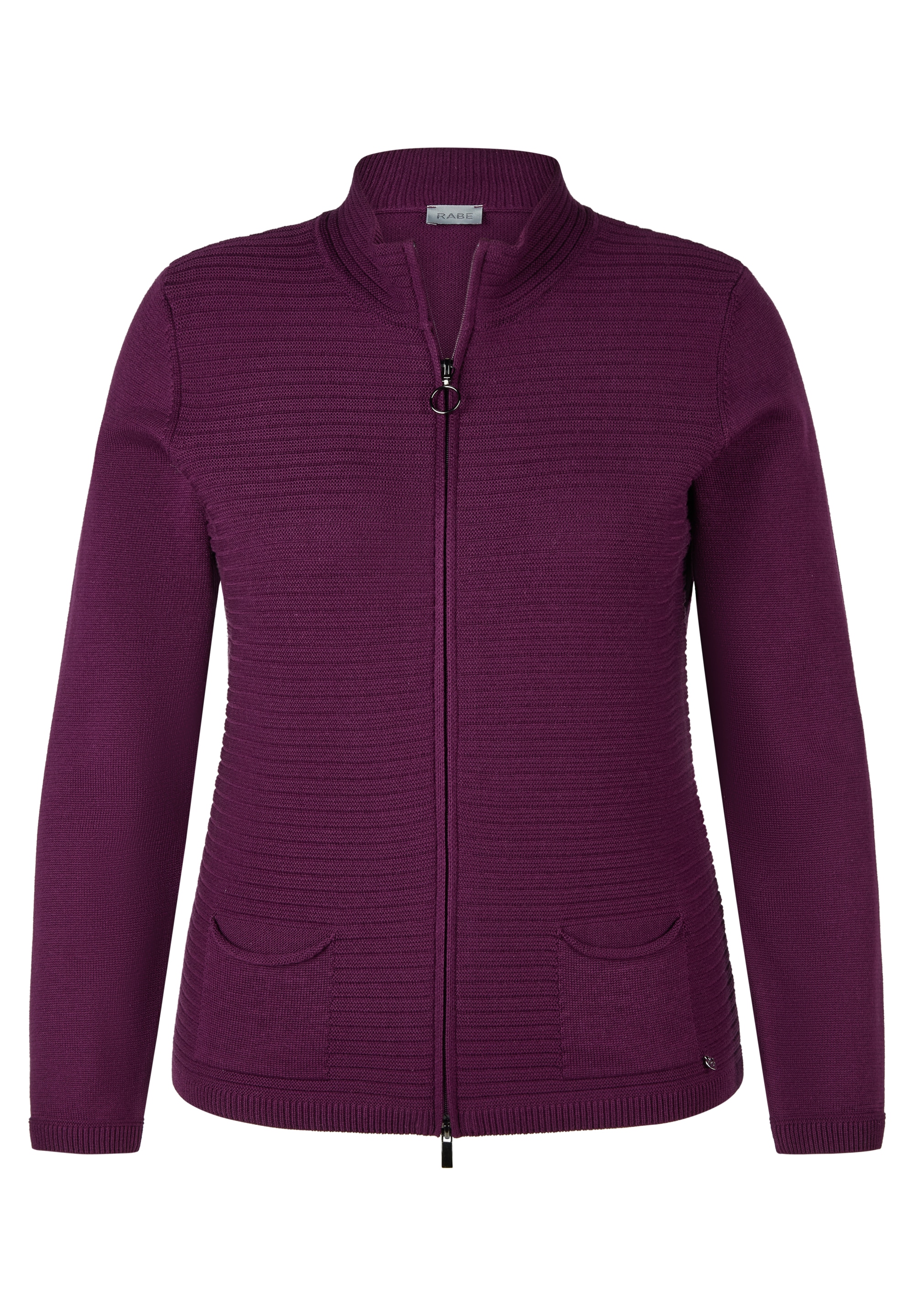 Rabe Strickjacke mit Reißverschluss und Stehkragen