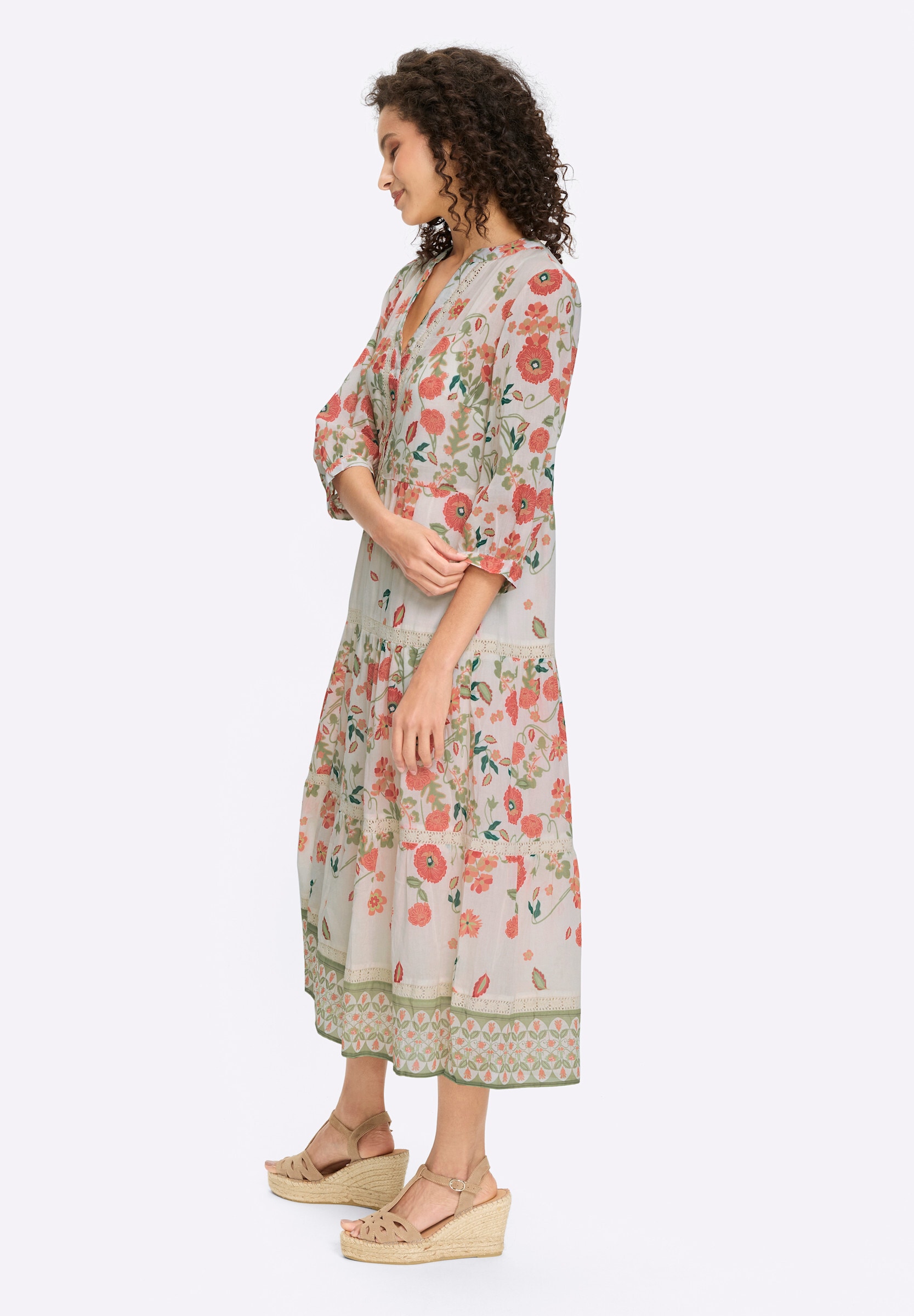 heine Shirtkleid »Druck-Kleid Druckkleid mit abknöpfbarem Unterkleid« Ohne Taschen