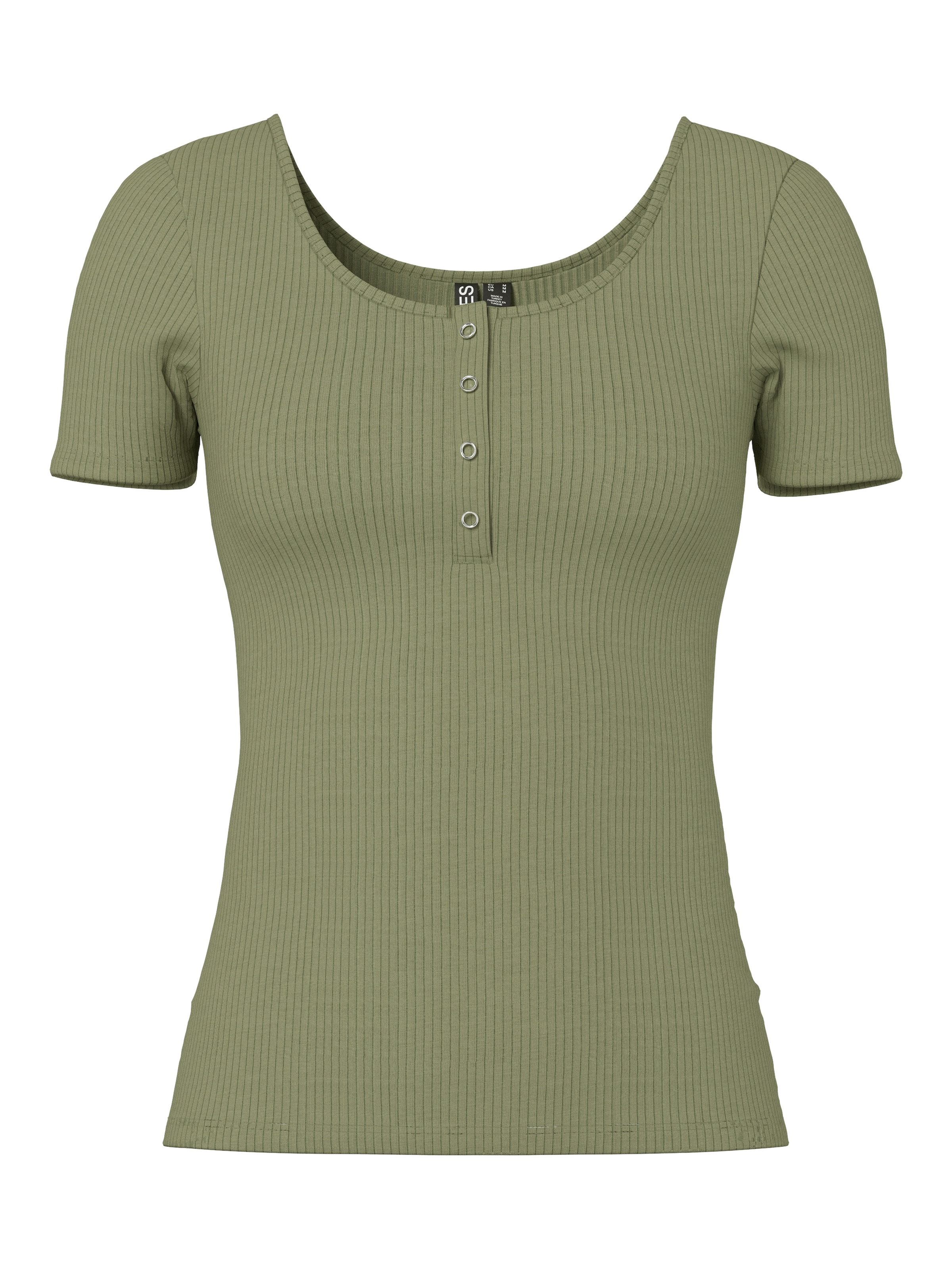 pieces Kurzarmshirt »PCKITTE SS TOP NOOS BC« Baumwollmischung, slim fit