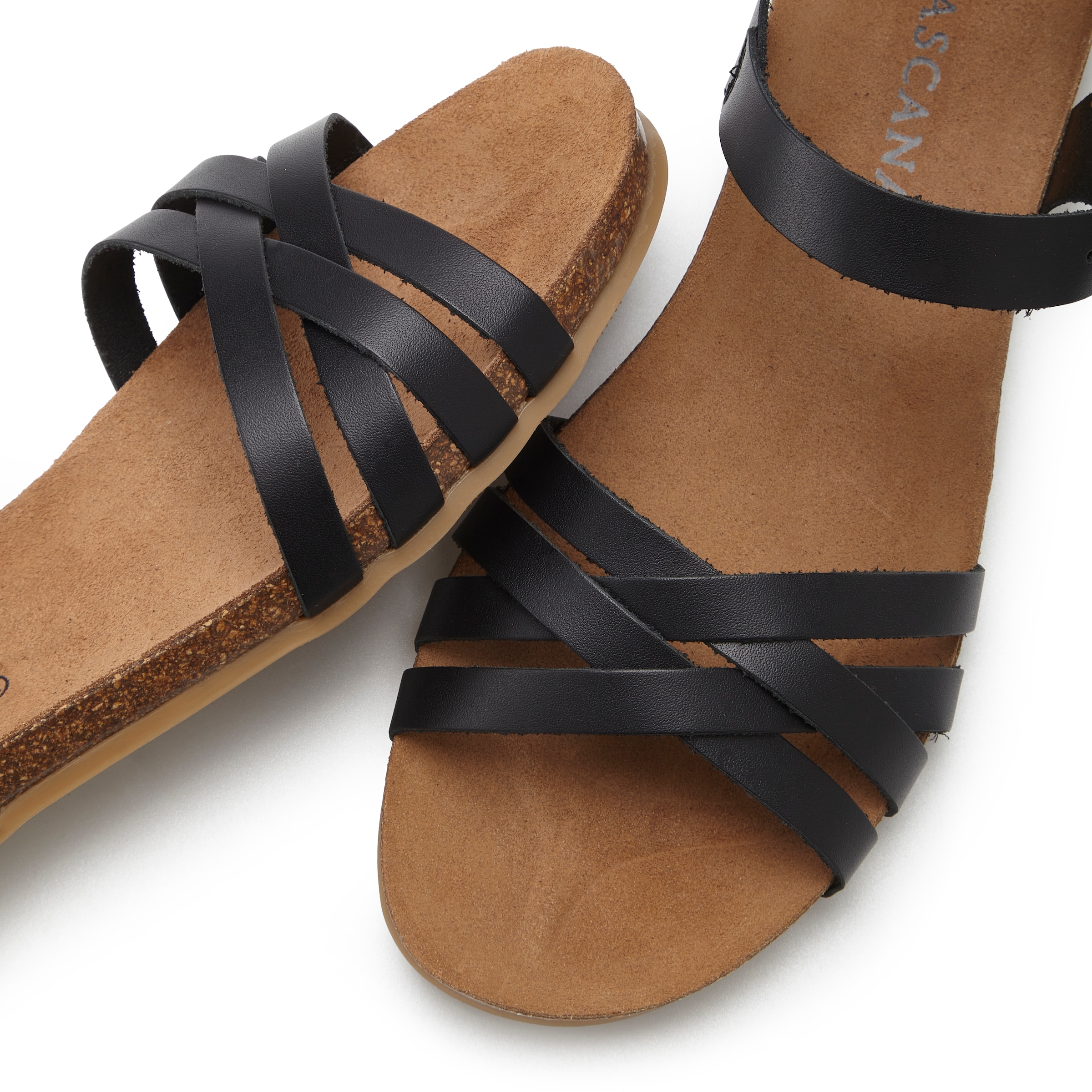 LASCANA Sandale »Sandalette, Sommerschuh«, aus Leder mit komfortablem Korkfußbett