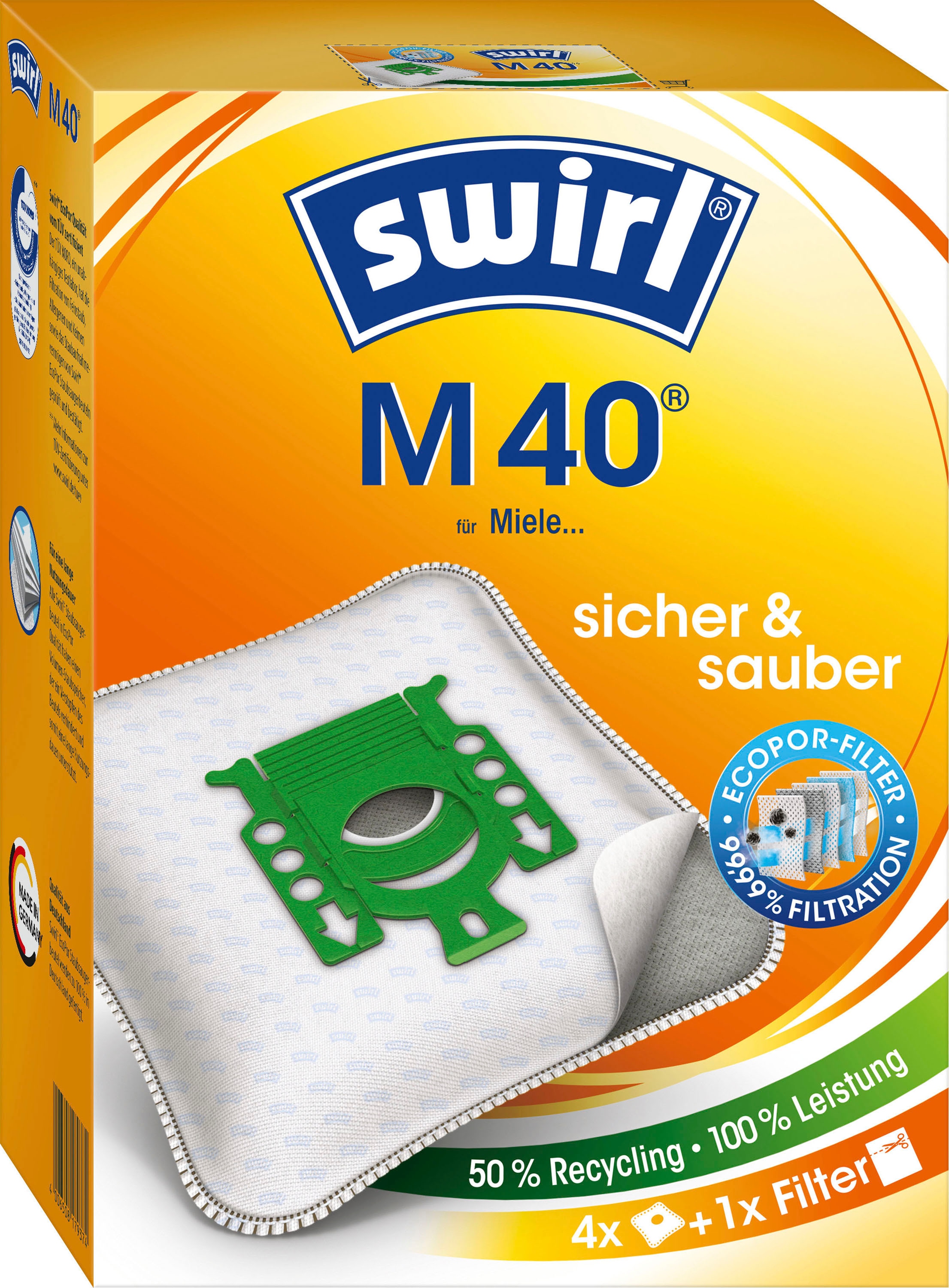Swirl Staubsaugerbeutel »Swirl® M40«, (Packung), 4-er Pack jetzt bestellen  bei OTTO