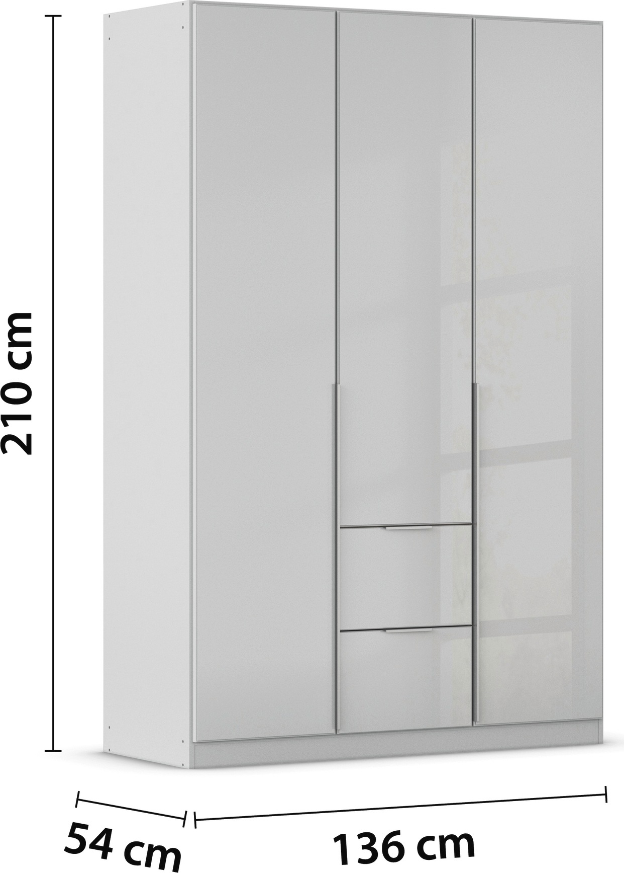 rauch Drehtürenschrank »Kleiderschrank Kleiderschränke Schrank Garderobe AGORDO mit Glasfront«, (in zwei Griff-Farben, Breiten 91-360 cm), mit Außenschubkästen, in 7 Breiten und 2 Höhen MADE IN GERMANY