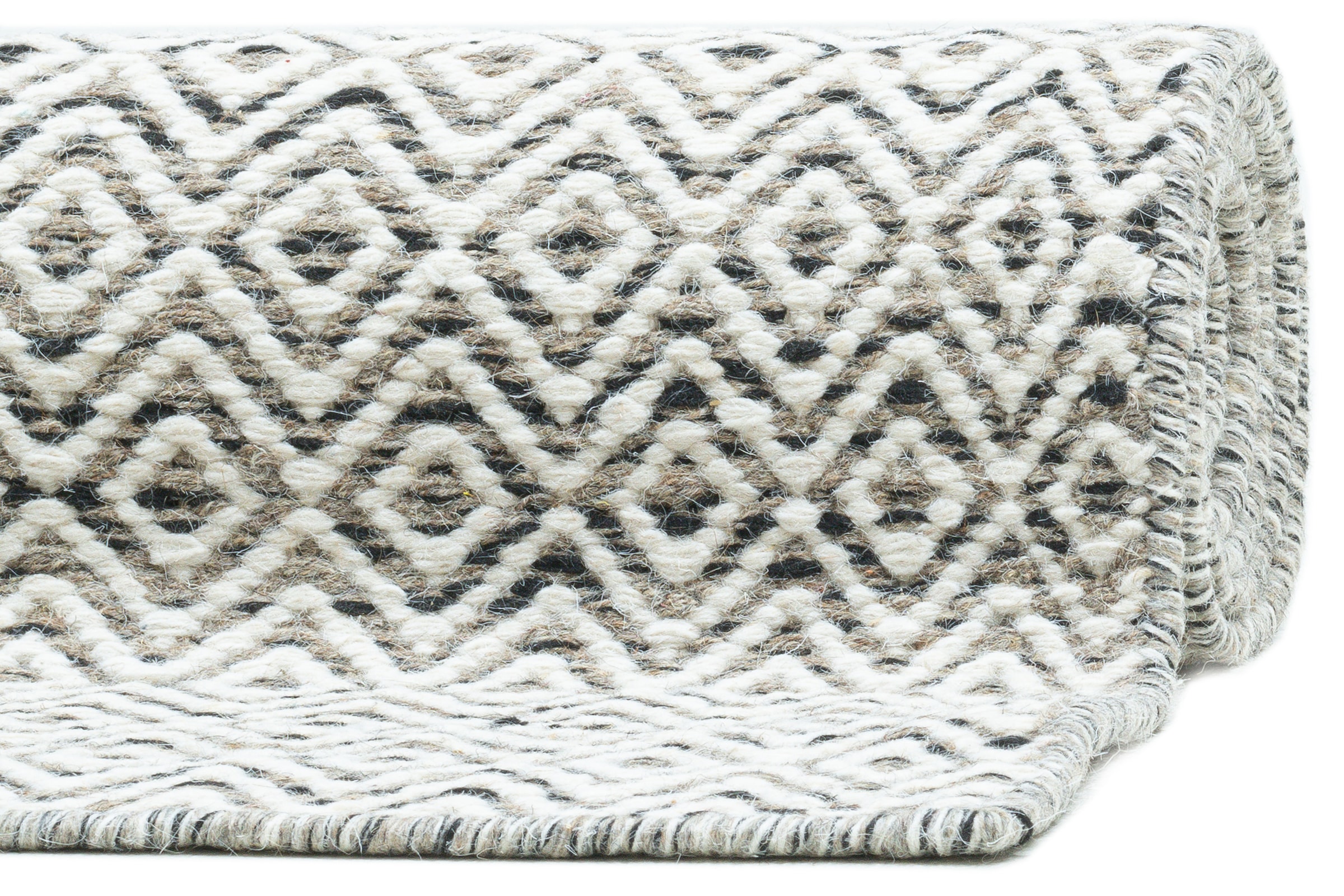 my home Wollteppich »Daoulas«, rechteckig, 10 mm Höhe, Handweb Teppich, reine Wolle, modernes Rauten Muster, Scandi Design