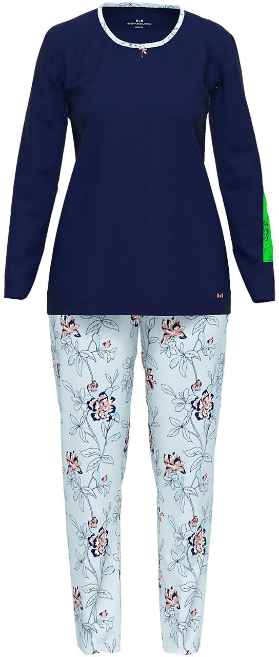 bestellen Pyjama, tlg.), Schleife Shop (2 GÖTZBURG OTTO Mit im kleiner Druck und floralem Online