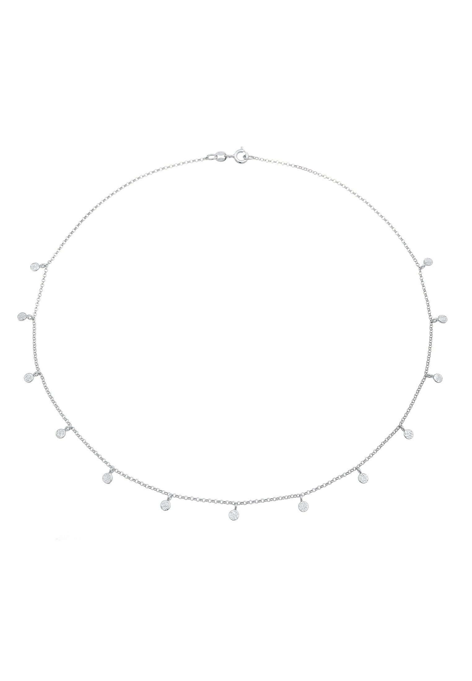 Elli Kette mit Anhänger »Halskette Plättchen Coin Rund Matt Struktur 925 Silber«
