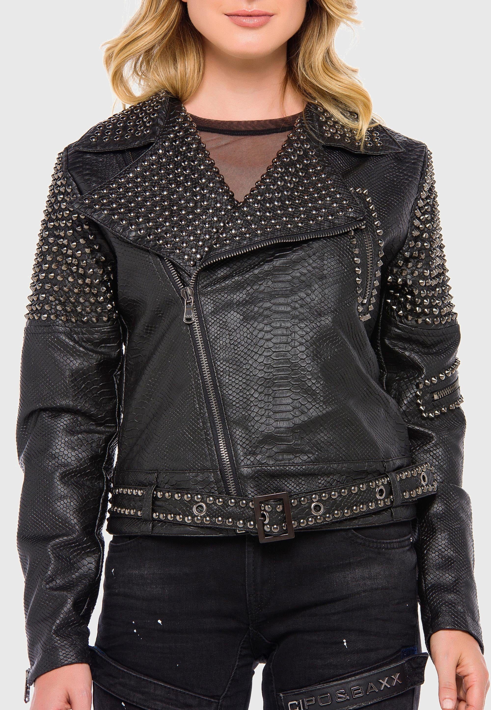 Cipo & Baxx Lederimitatjacke »Cipo & Baxx Jacke WJ167« ohne Kapuze aus Kunstleder