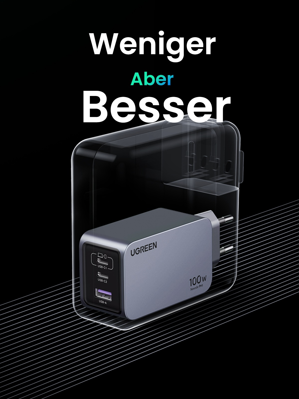 UGREEN Schnelllade-Gerät »Nexode Pro 100W 3-Port GaN Fast Charger Set X757«