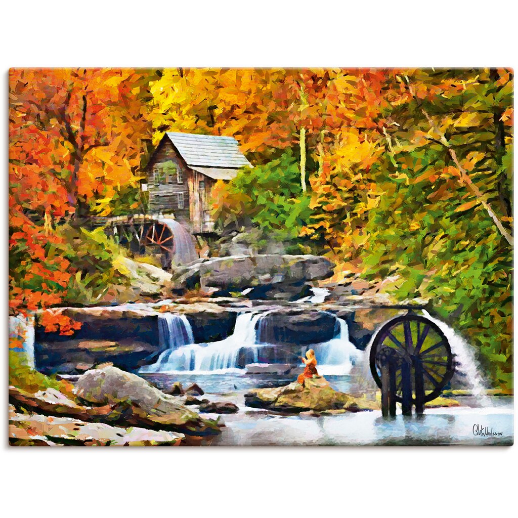 Artland Leinwandbild »Amerikanische berühmte Mühle«, Waldbilder, (1 St.)