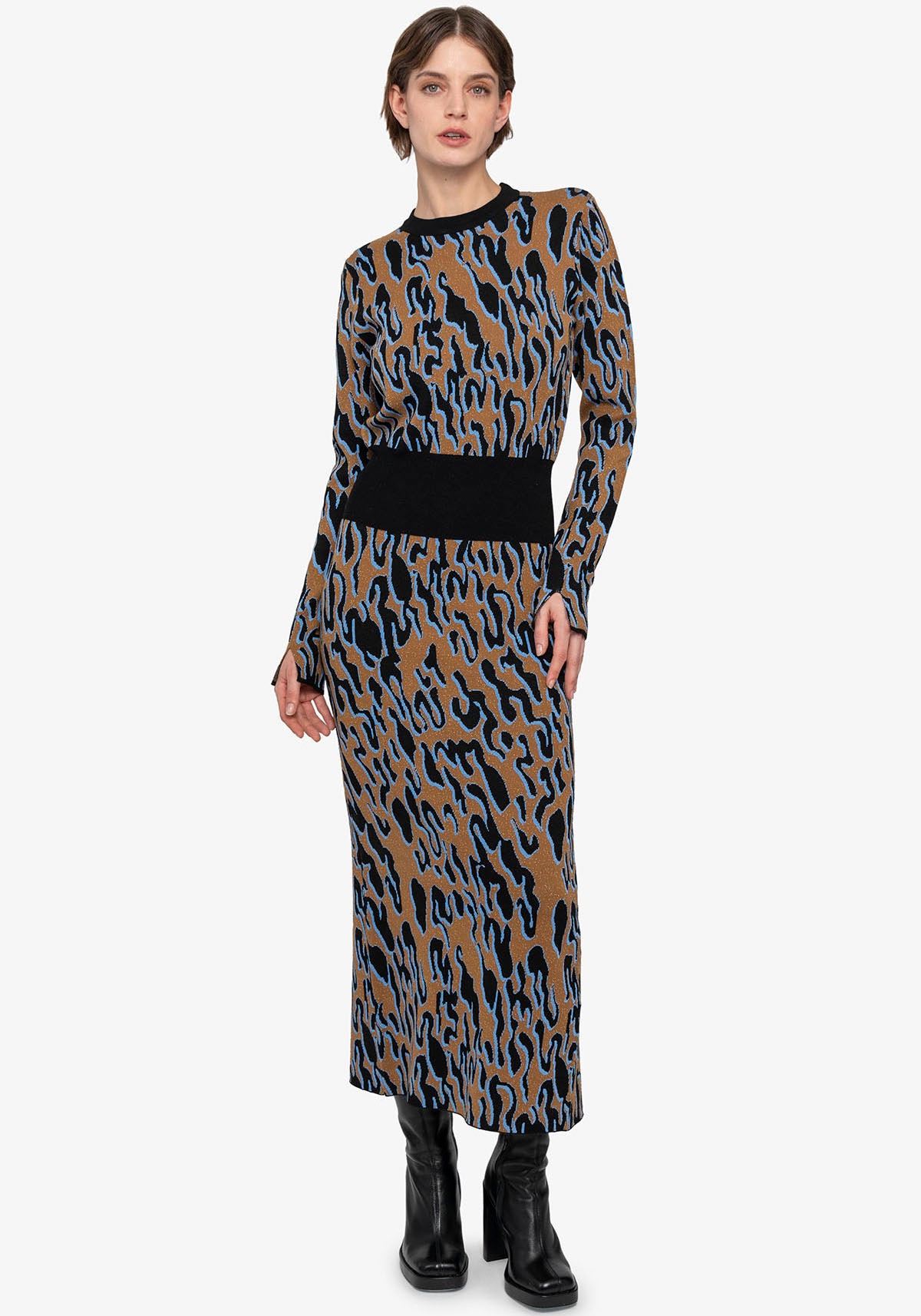 Strickkleid, mit allover Animalprint