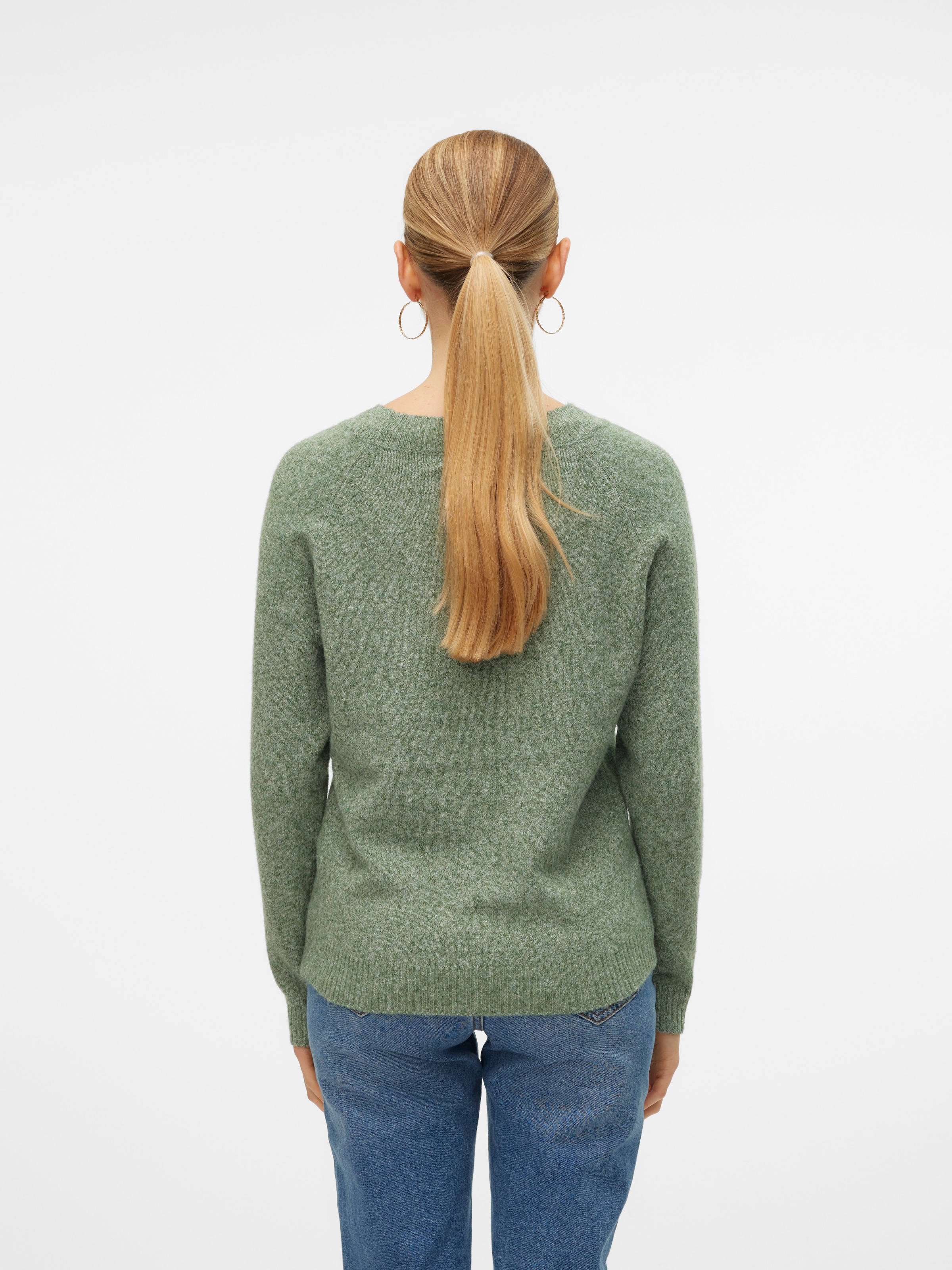 Vero Moda Rundhalspullover »VMDOFFY LS O-NECK BLOUSE GA NOOS« Materialmix, regular fit