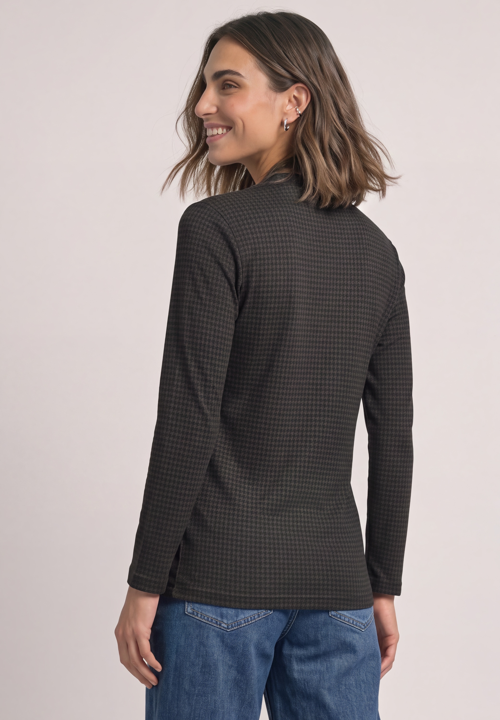 STREET ONE Stehkragenshirt Allover-Print, Modalmix