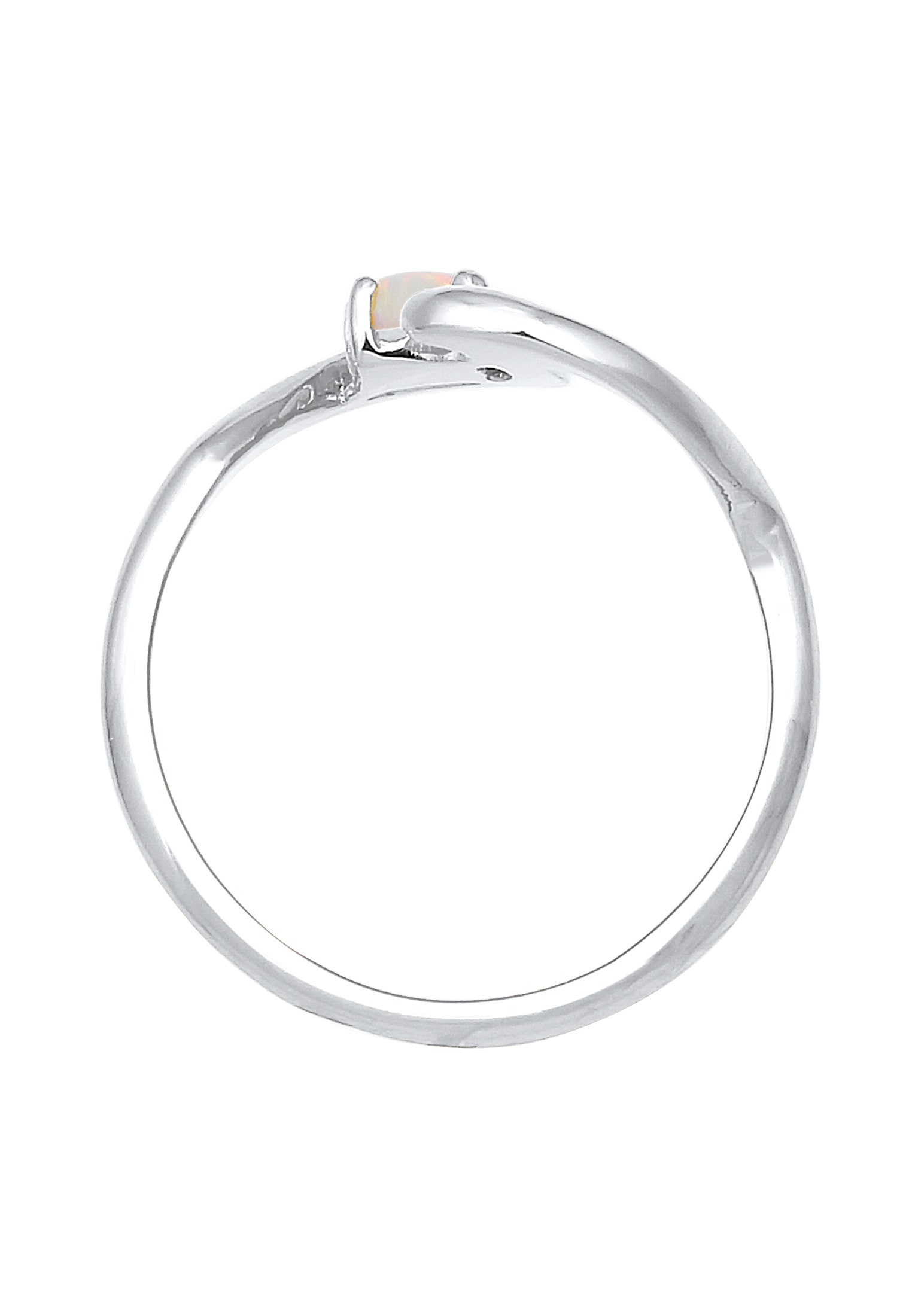 Elli Fingerring »Ring Wellen Synthetischer Opal Weiß 925 Sterling Silber«
