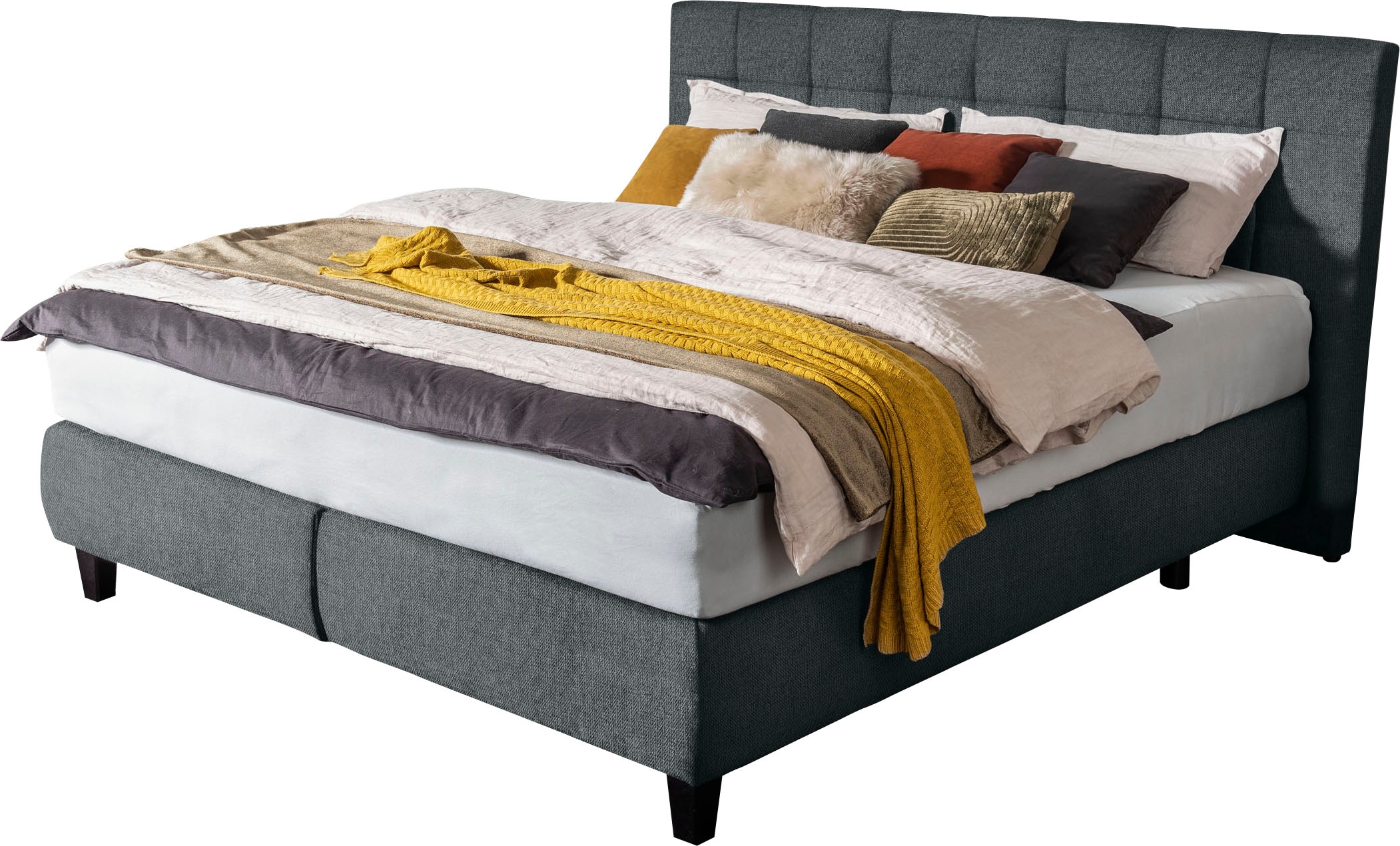 alina Boxspringbett »Edera«, Doppelbett wahlweise mit Topper, Liegefläche 180x200 cm, mit Steppung