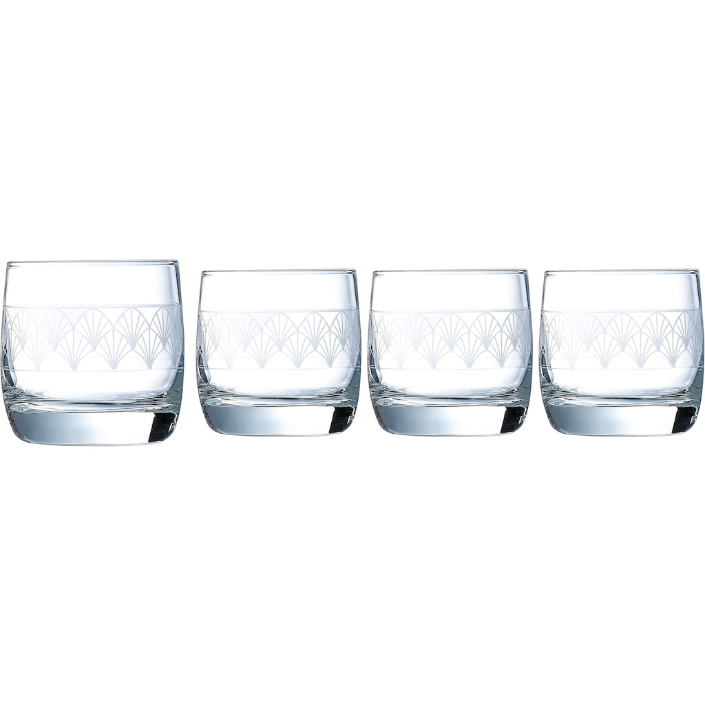 Luminarc Whiskyglas »Trinkglas Paradisio«, (Set, 4 tlg.), Gläser Set, mit Pantographie-Optik, 4-teilig, Made in Europe