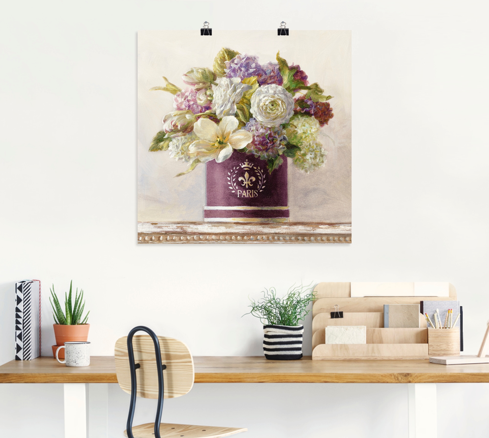 Artland Wandbild »Tulpen in Auberginer Hutschachtel«, Blumen, (1 St.), als Leinwandbild, Poster in verschied. Größen