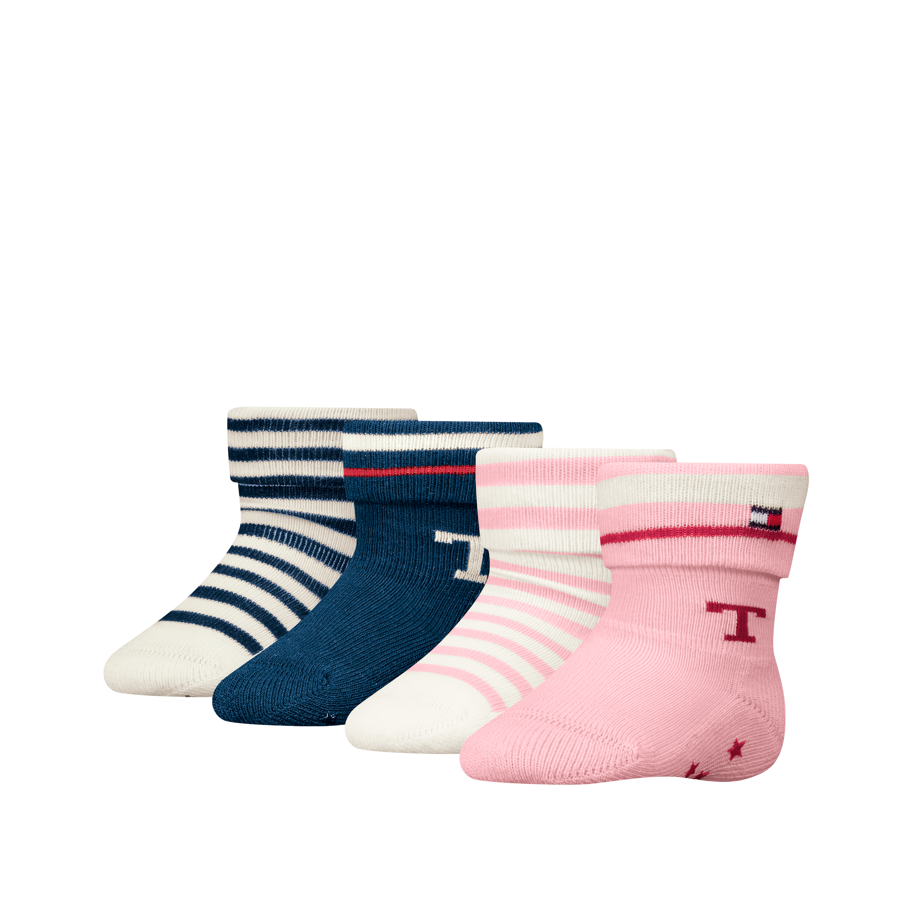 Tommy Hilfiger Socken »TH BABY SOCK 4P FOLD OVER STRIPE ECOM« 4er Pack in rosa, Größe 23-26
