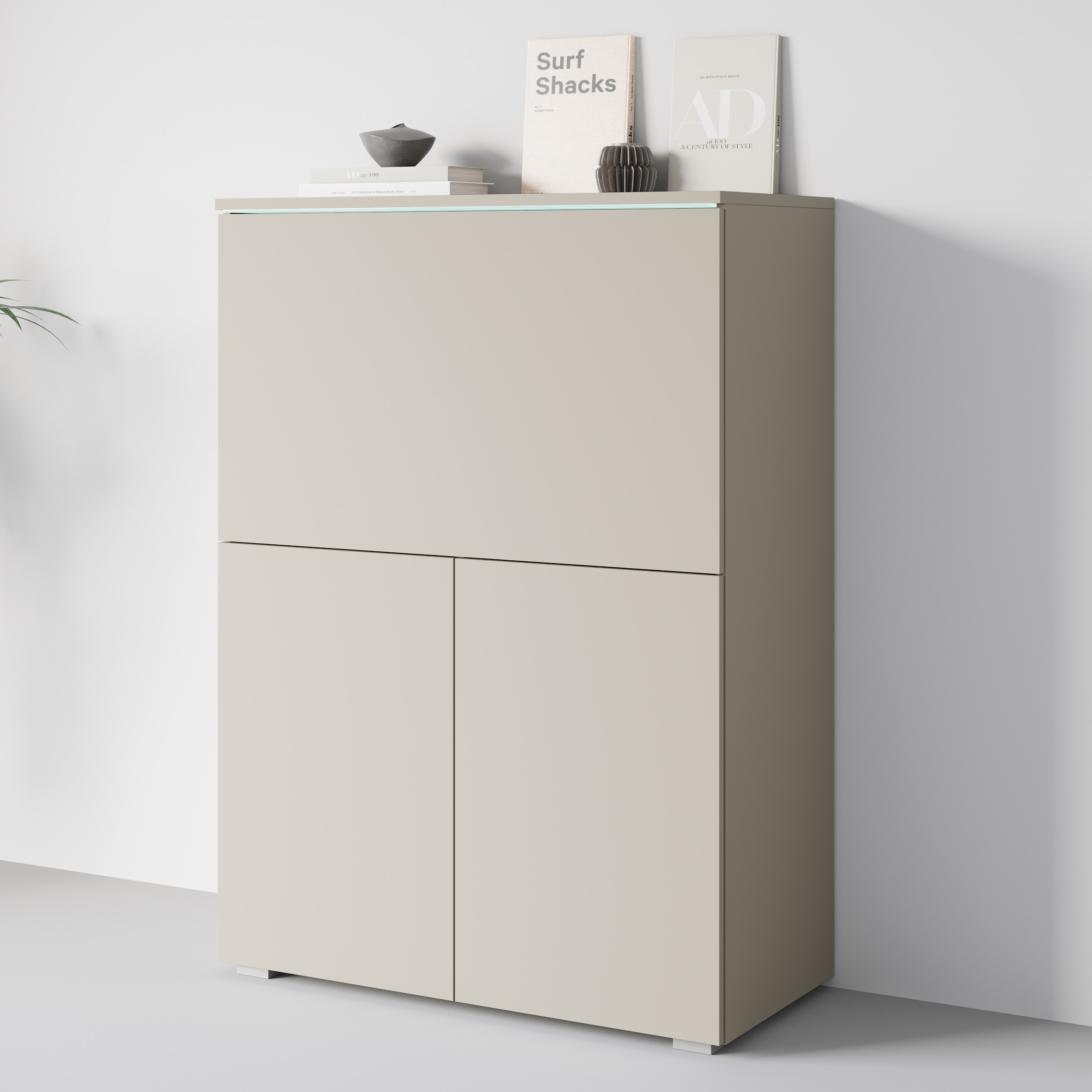 INOSIGN PC-Schrank »Vera, Sekretär, Home-Office-Schreibtisch«, (1 St.), Multifunktional mit Stauraum, klappbare Tischfläche, LED, B 90 cm