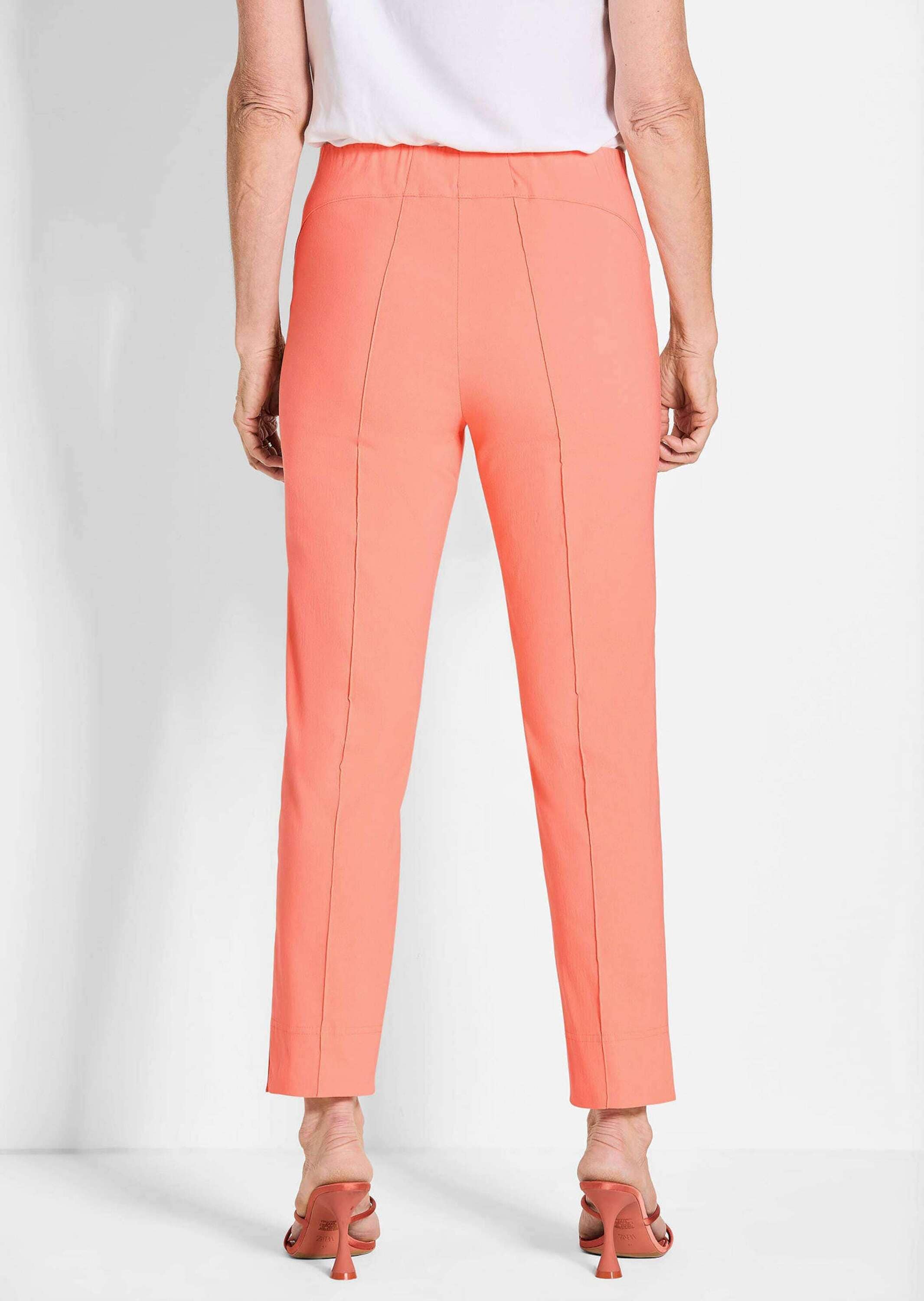 GOLDNER Schlupfhose »Orange Hose LOUISA mit Biesen«