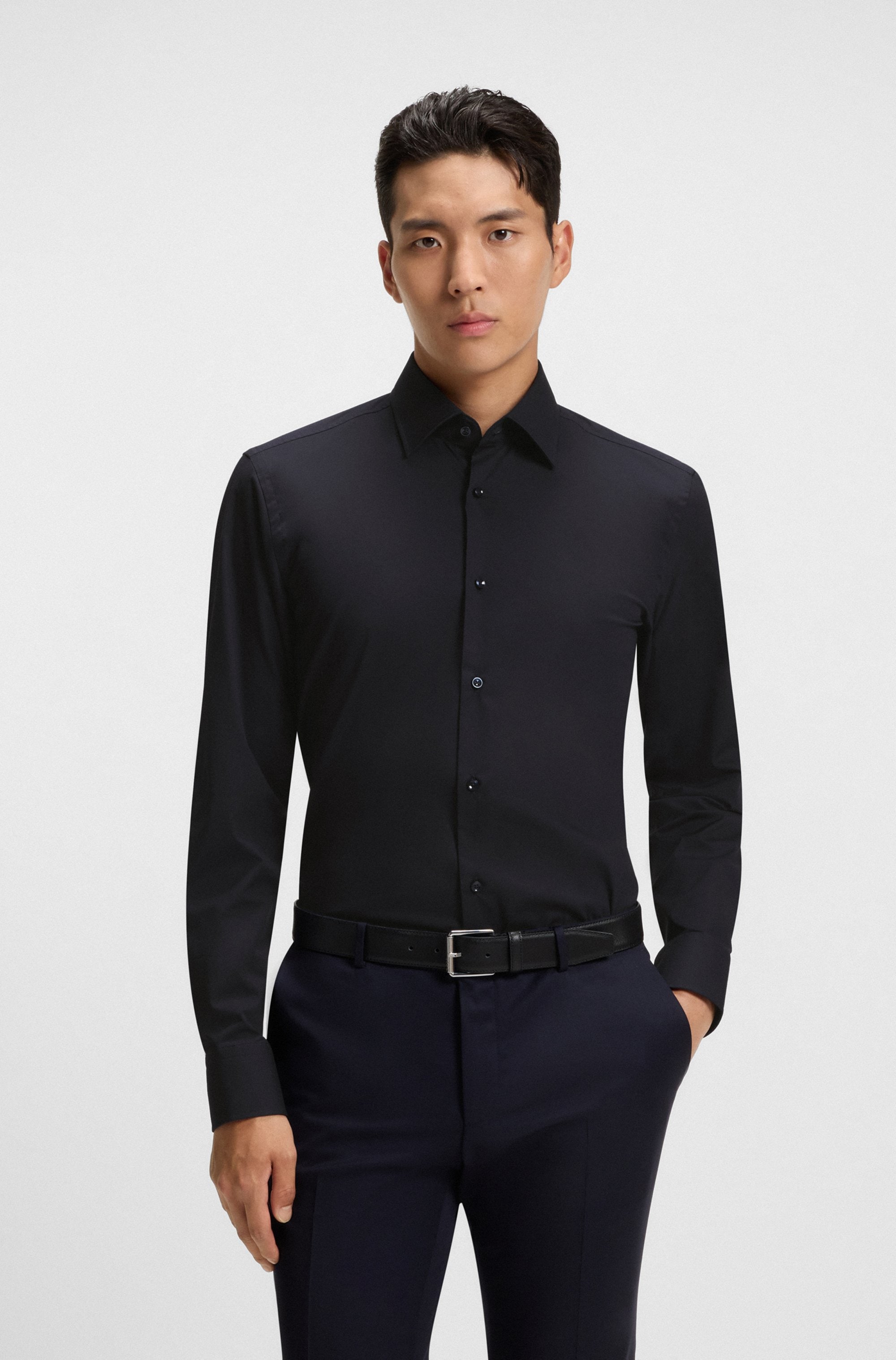 BOSS Businesshemd »Hank« Kentkragen, Slim-Fit, bügelleichte Qualität