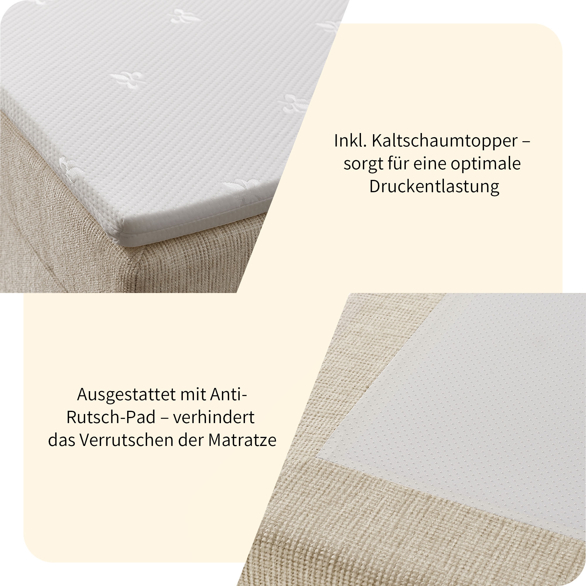 OTTO home Boxbett »Likely inkl. Bettkasten, Liegefläche 180x200 cm, in Boxspring-Optik« inkl. Topper, erhältlich in verschiedenen Farben