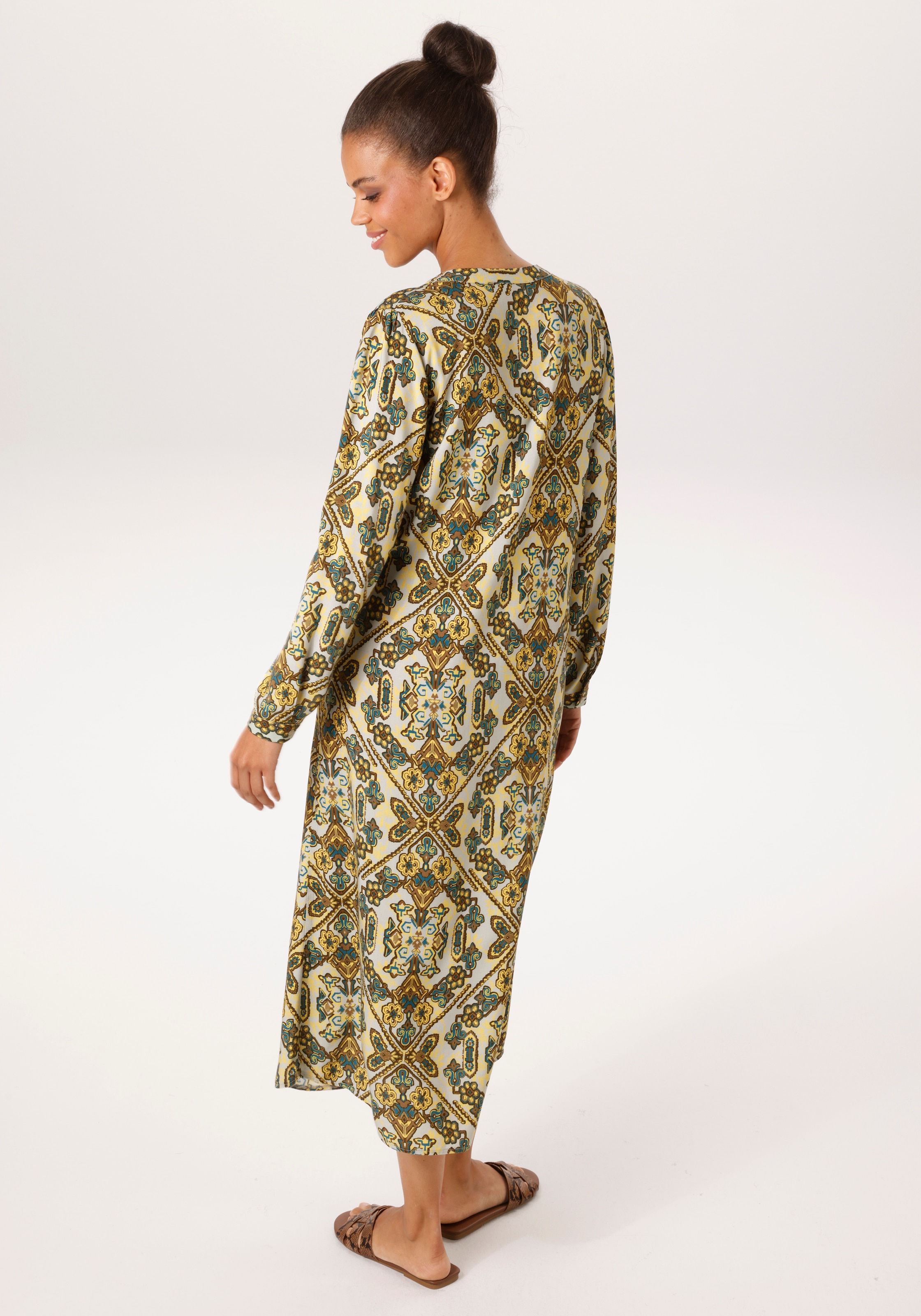 Aniston CASUAL Blusenkleid Eingrifftaschen mit extravagantem, grafischen Druck - NEUE KOLLEKTION