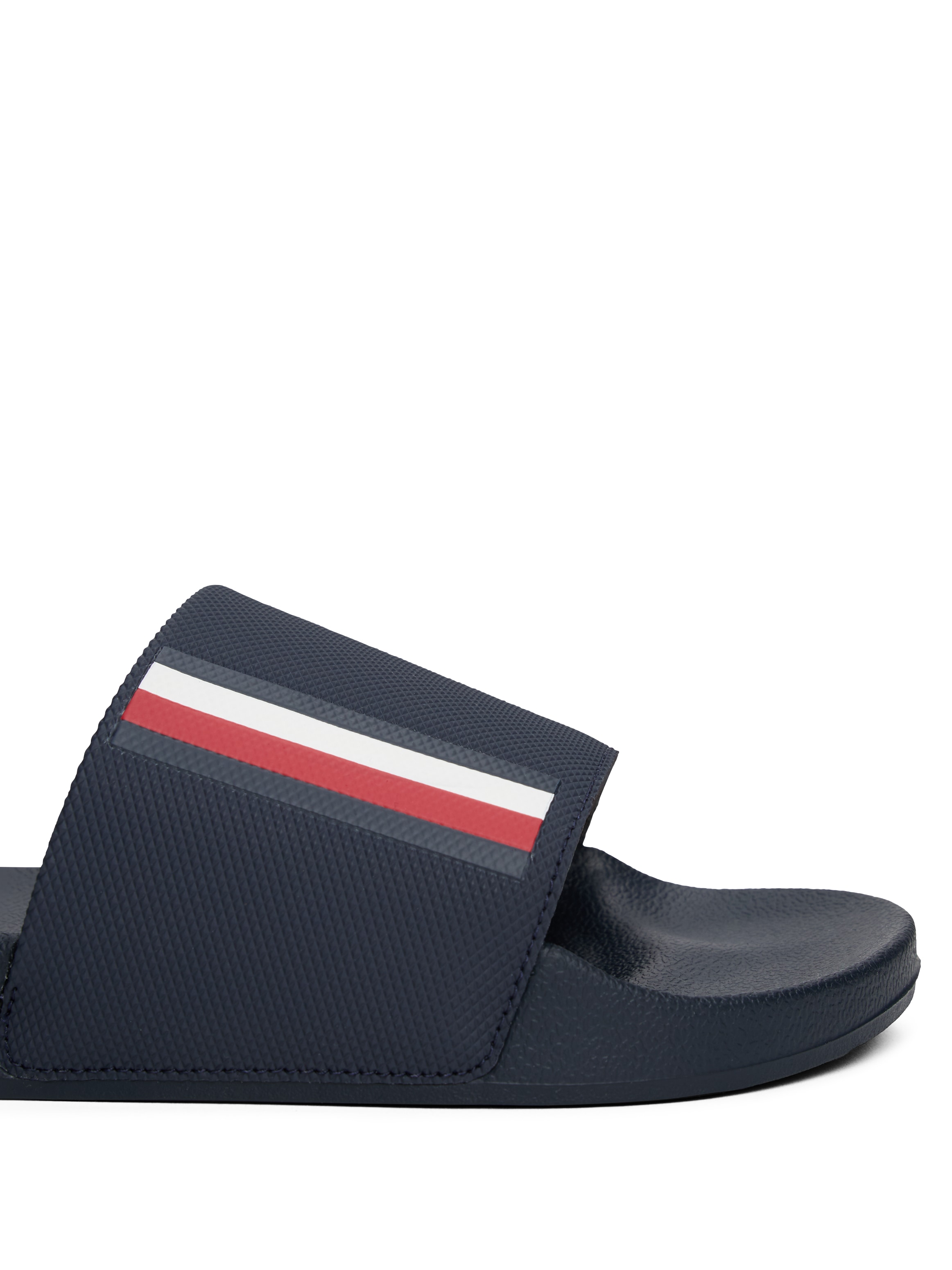 Tommy Hilfiger Pantolette »CORPORATE TEXTURED POOL SLIDE«, Strandmode, Schlupfschuh, Poolslide mit farbigen Streifen