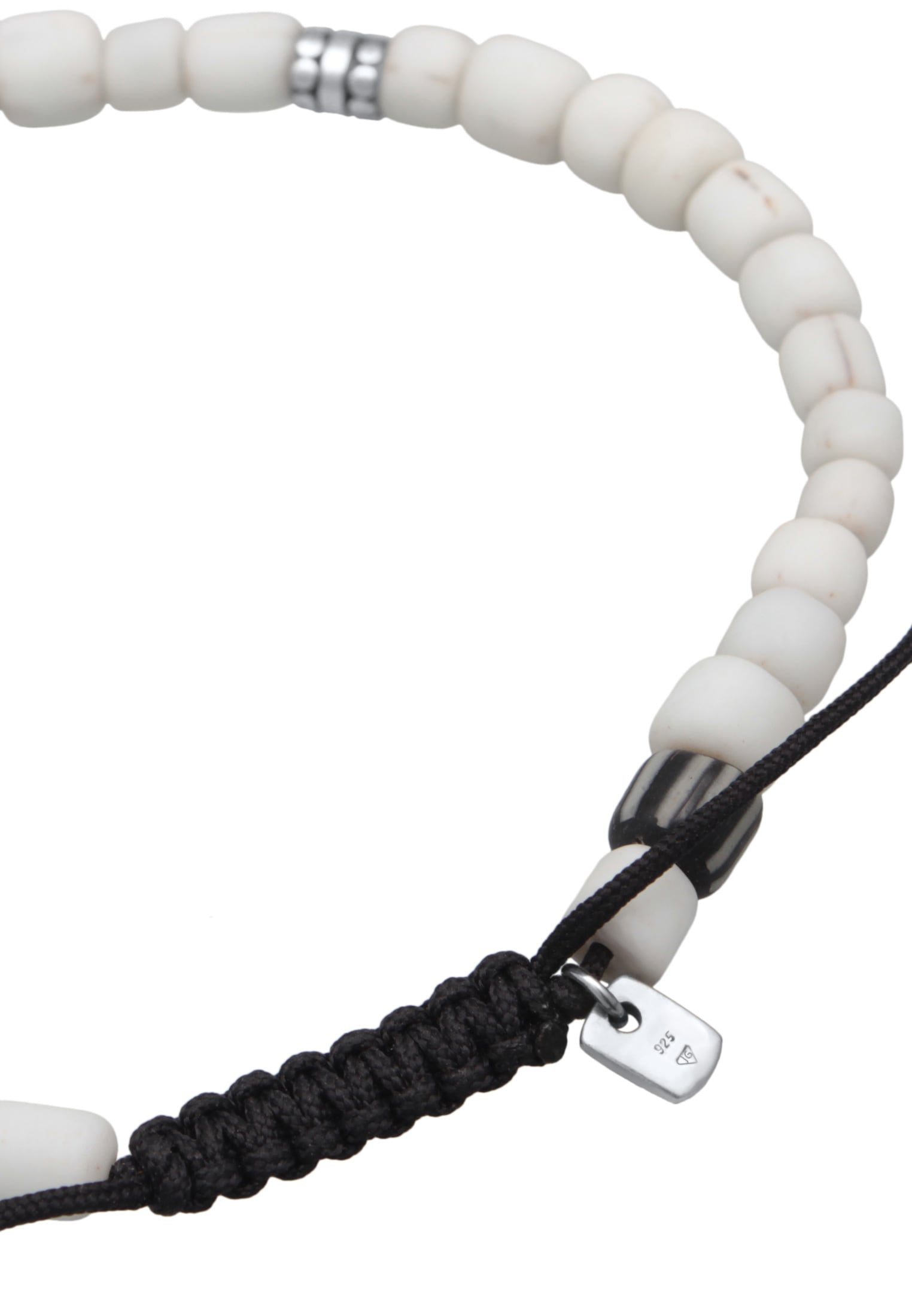 Kuzzoi Fußkette »Fußschmuck Herren Heishi Glas Beads Textilband 925 Silber«
