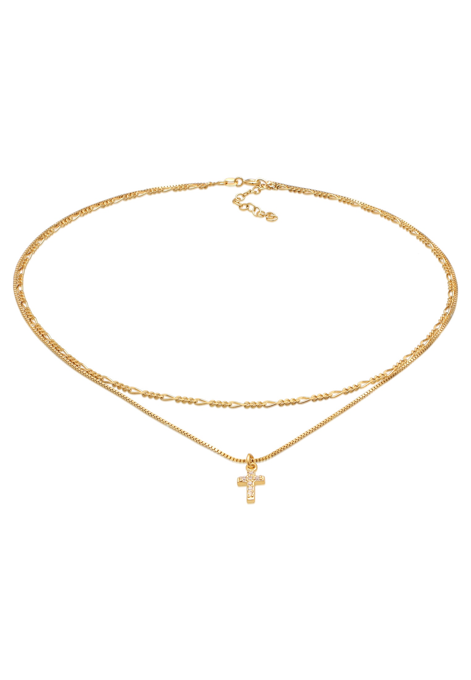 Elli Silberkette »Halskette Layer Choker Kreuz Filigran 925er Silber«