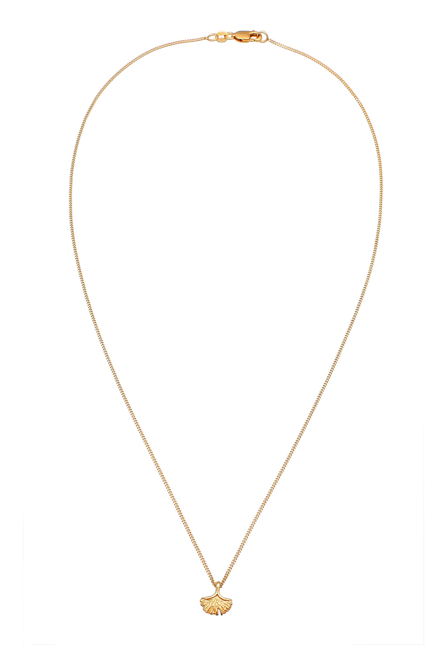 Elli Premium Kette mit Anhänger »Halskette Ginkgo Blatt Anhänger Natur 375er Gelbgold«